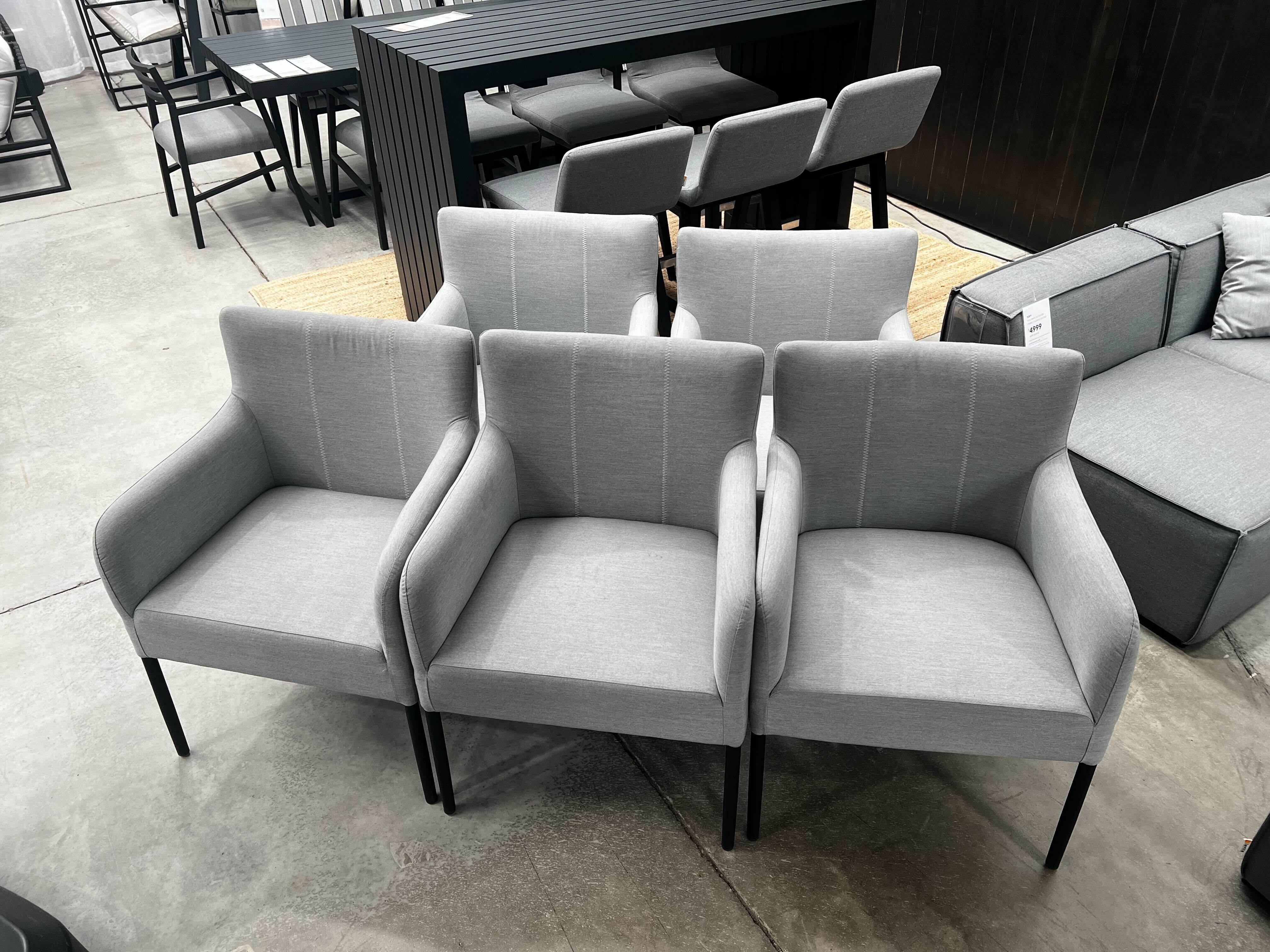 HADID Outdoor Dining Chair Set Of 5 (Fabric Colour: Sunbrella Lead Chine, Frame Colour: Black Frame) 1