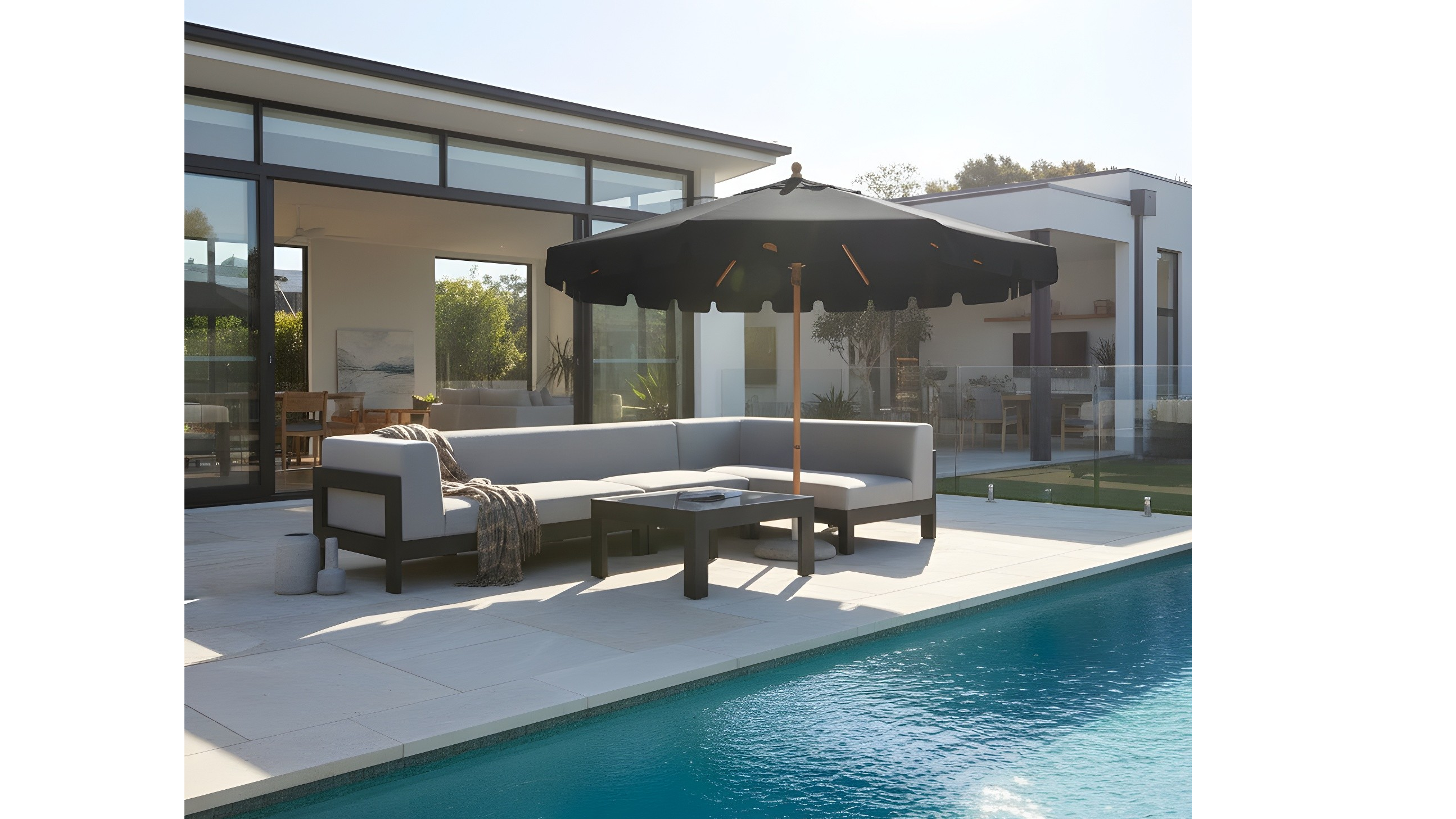 Shelta Nero Black Outdoor Centrepost Umbrella 3 Thumbnail