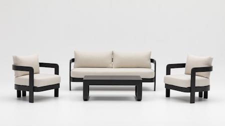 Balmain Ebony Outdoor Lounge Set 3+1+1 With Coffee Table