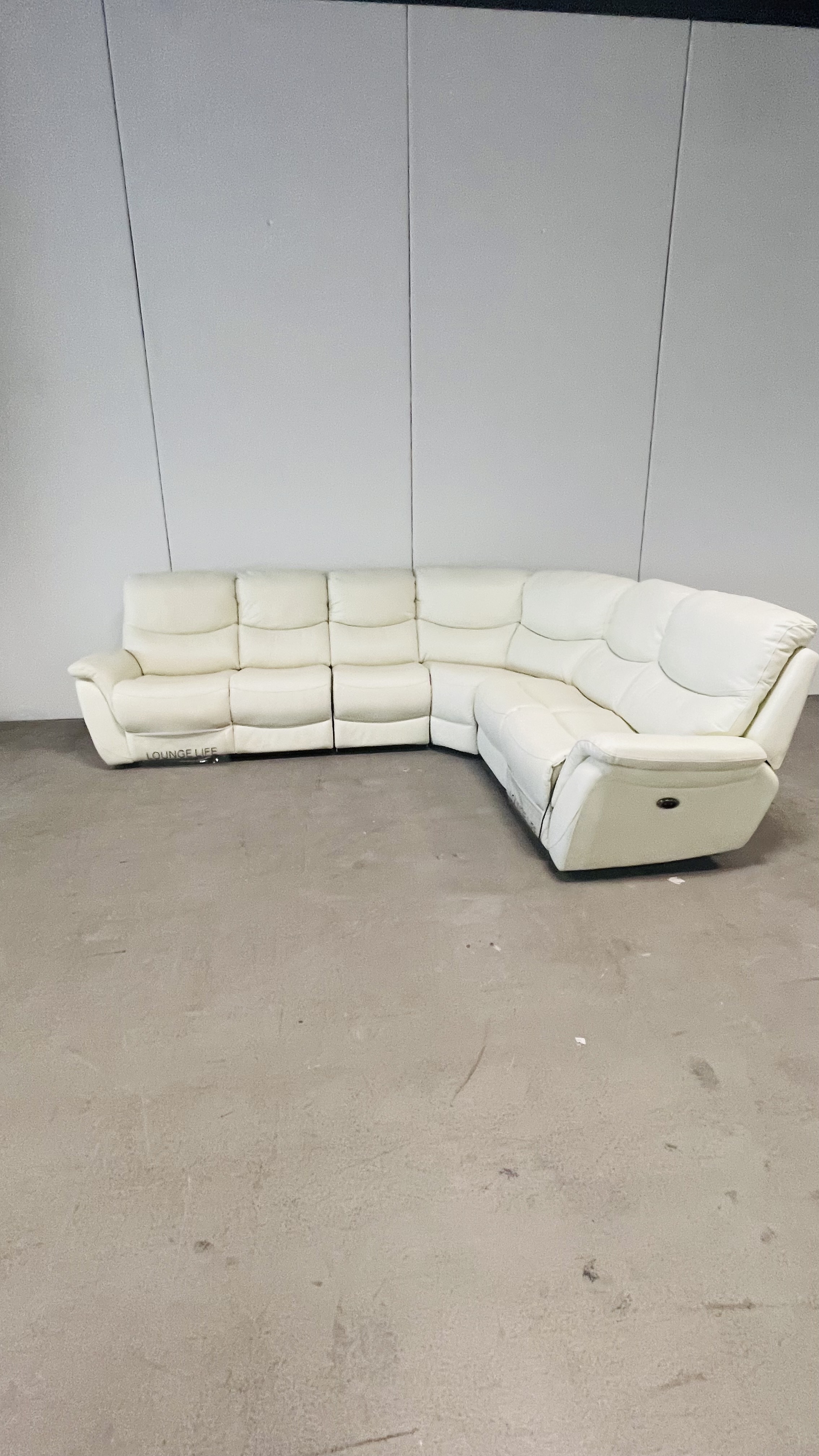 RICHMOND Leather Recliner Corner Lounge Option B (Material: Full Leather, Colour: Standard White, Recliner Type: Electric Recliner) 1