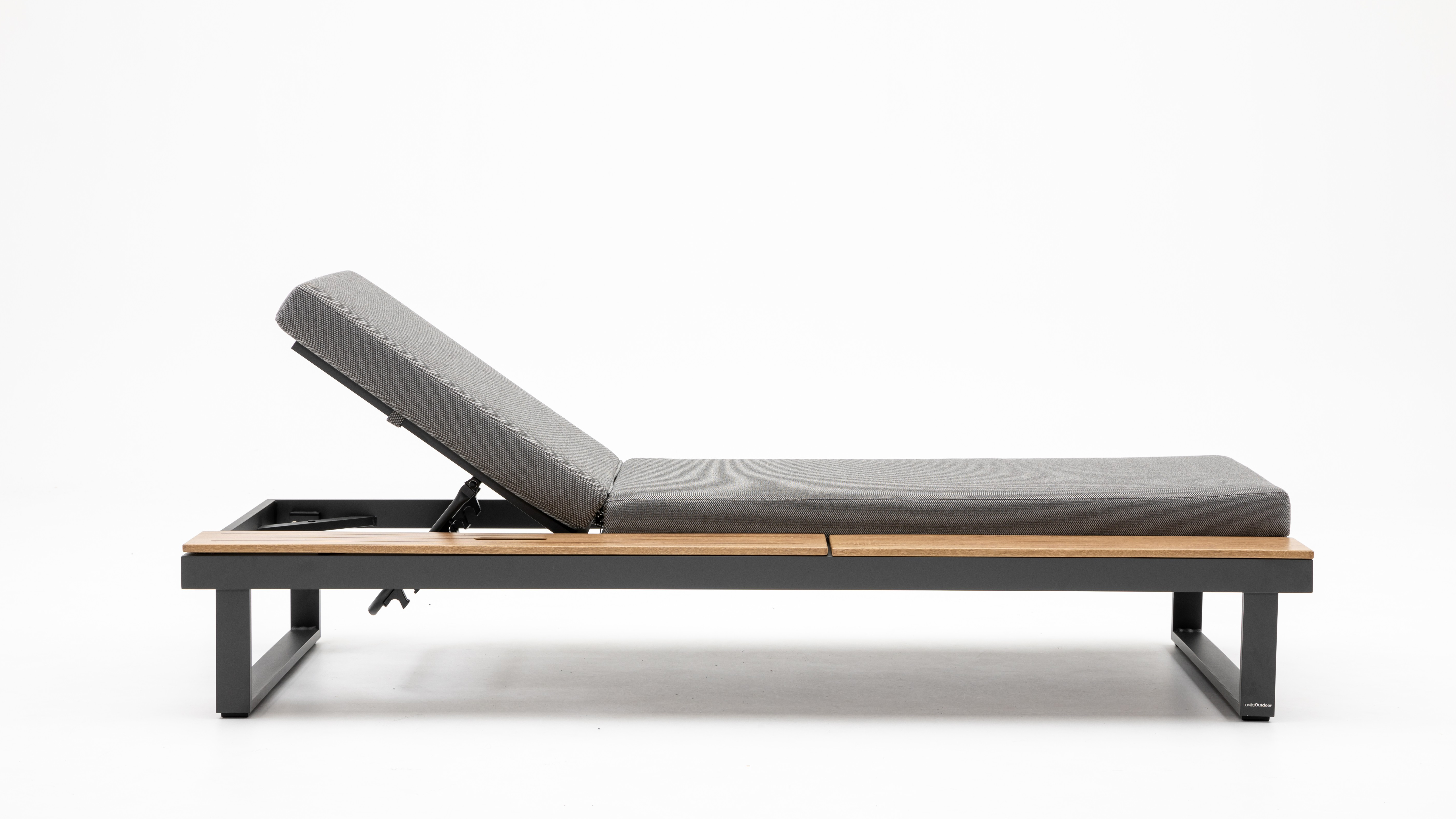 Avoca Anthracite Outdoor Sunlounge With Adjustable Side Table 9 Thumbnail