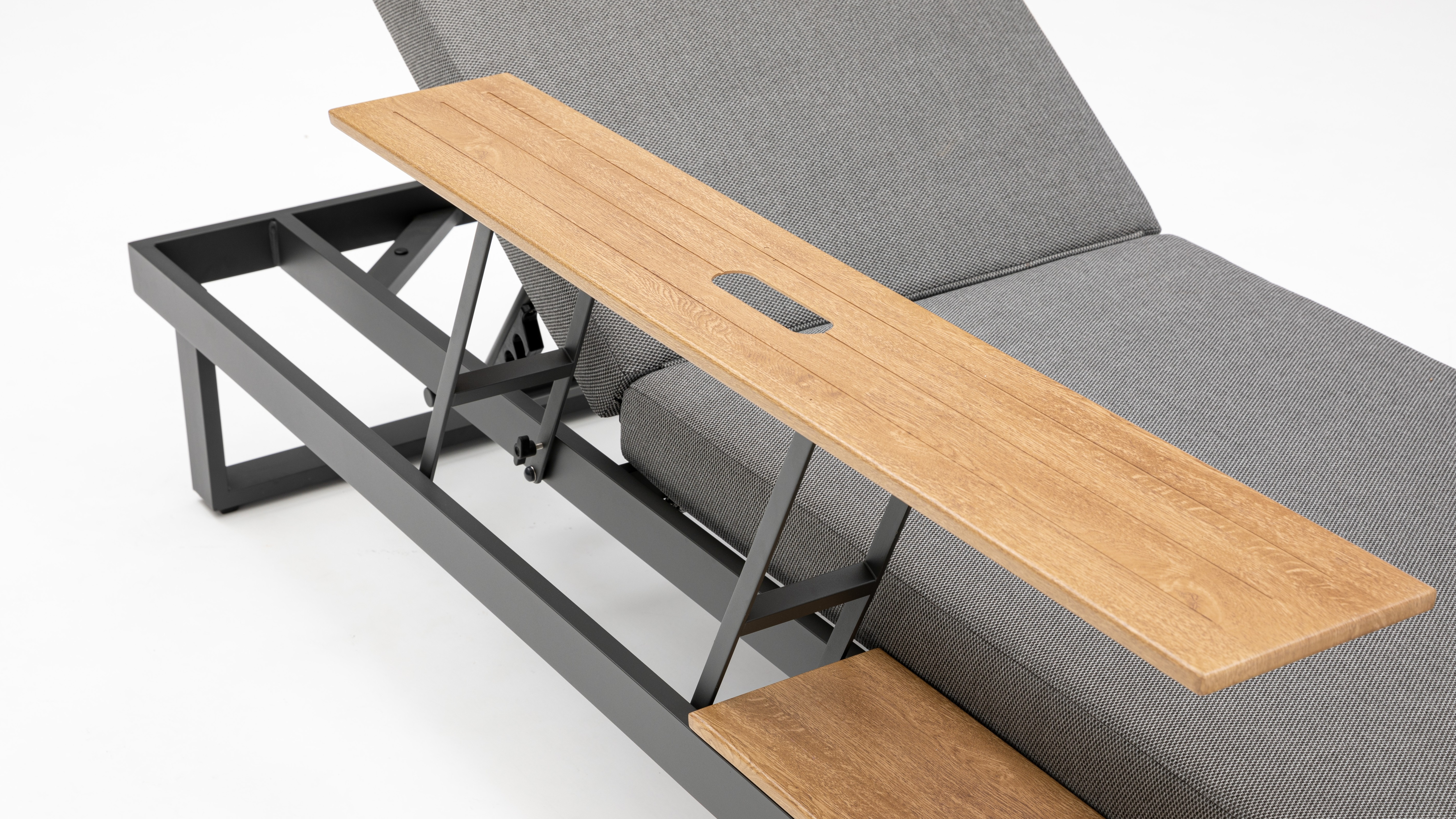 Avoca Anthracite Outdoor Sunlounge With Adjustable Side Table 9 Thumbnail