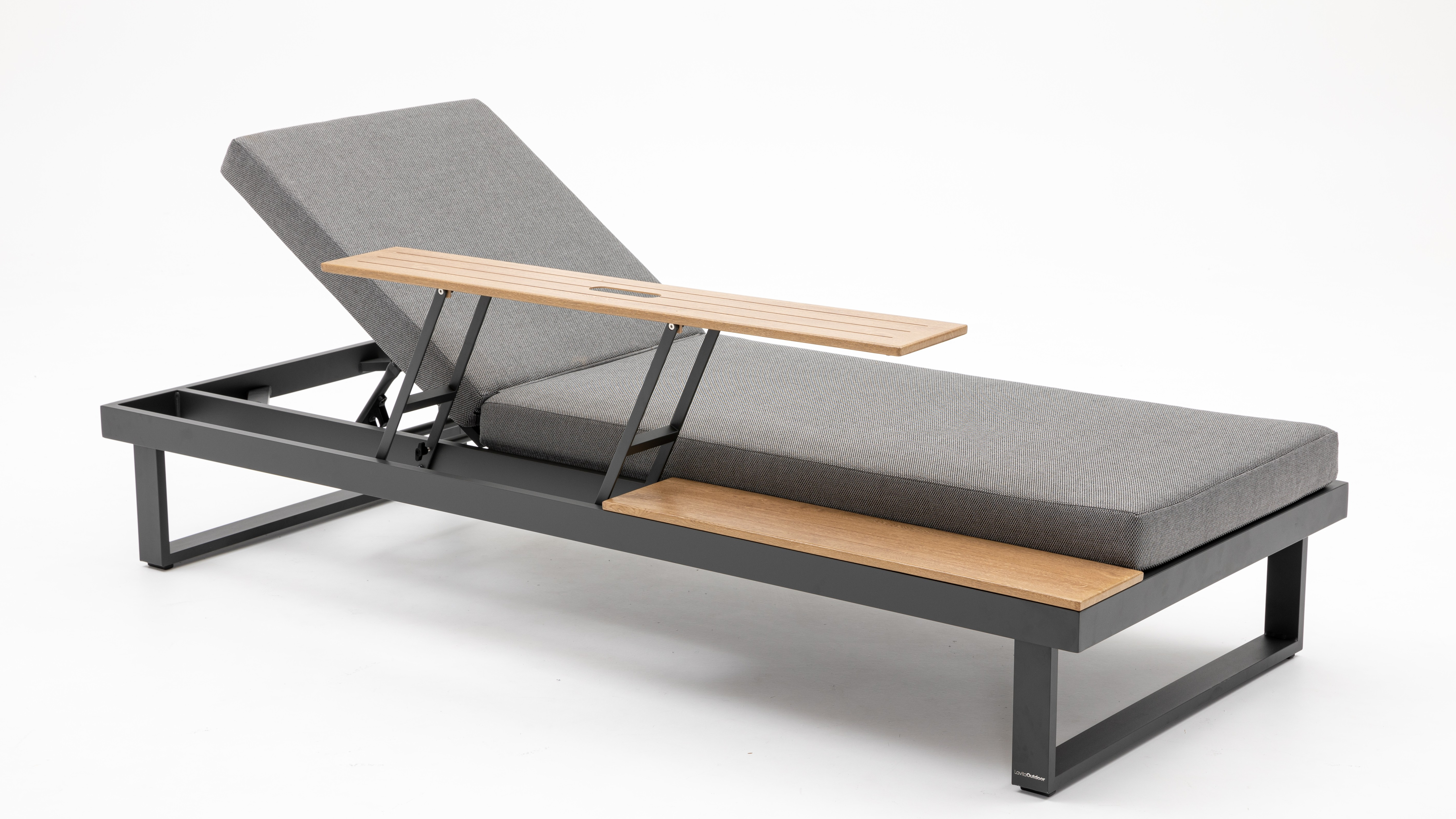 Avoca Anthracite Outdoor Sunlounge With Adjustable Side Table 9 Thumbnail