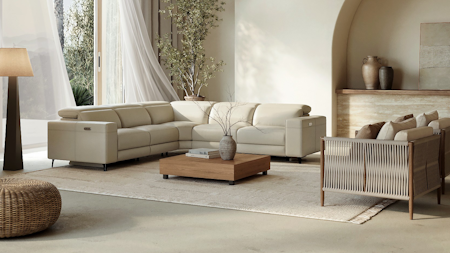 Stirling Leather Recliner Corner Lounge Option A