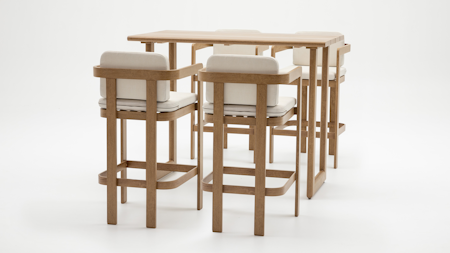 Balmain Oak 5 - Piece Outdoor Bar Set