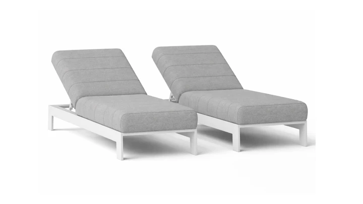 New Noosa White Outdoor Fabric Sun Lounges (Set of Two)