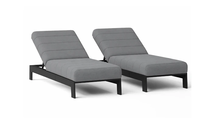 New Noosa Black Outdoor Fabric Sun Lounges (Set of Two)