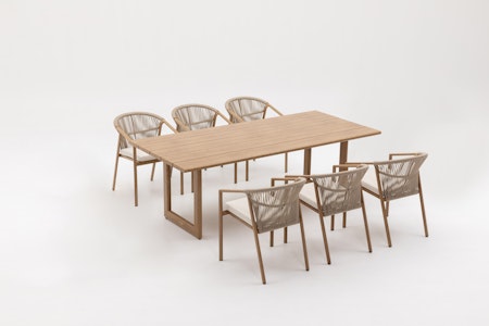 Balmain Oak 7-piece Outdoor Dining Set with Kiama Oak Chairs