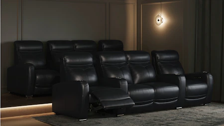 Warner Leather Four Seater Home Theatre Lounge With Love Seat