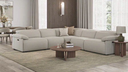Harlow Fabric Corner Lounge Option A with Power Recliner, Power Headrest