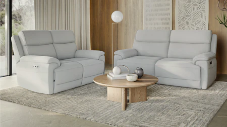 Abbotsford Fabric 2.5 Seater Sofa Power Recliner, Power Headrest, Power Lumbar