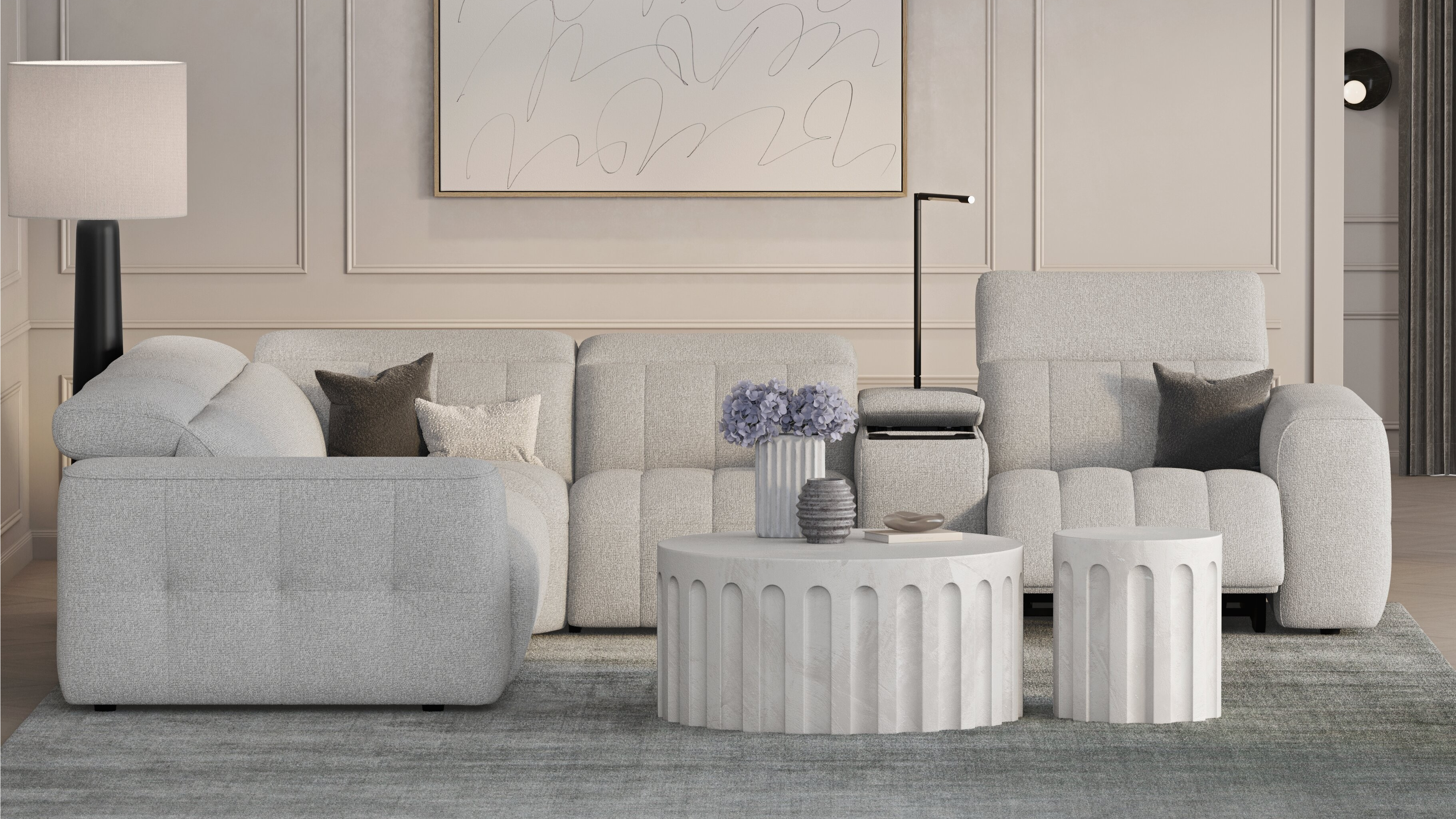 Avalon Fabric Corner Lounge With Console