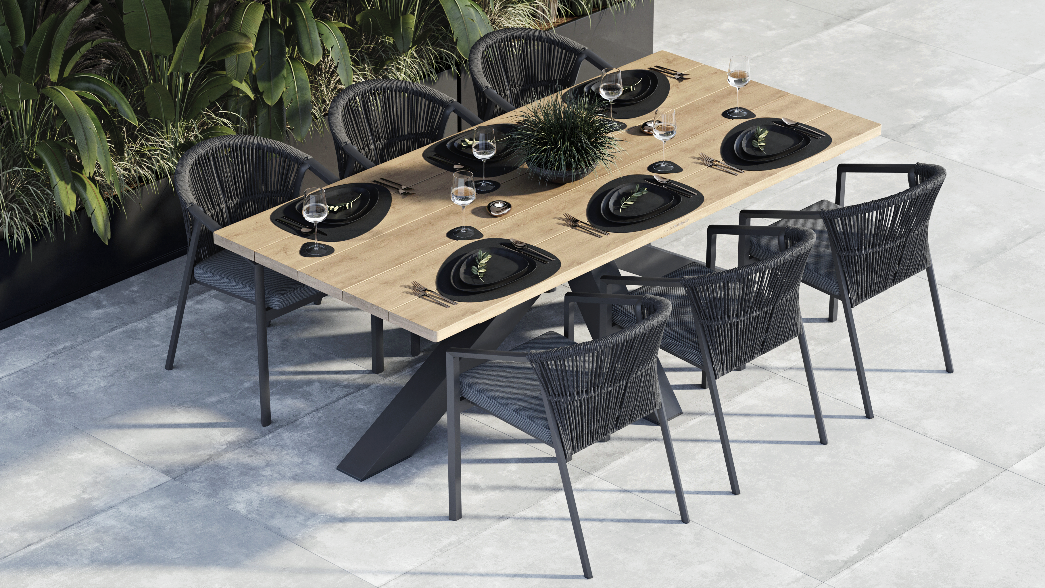 Fraser Anthracite 7-piece Outdoor Dining Set With Kiama Anthracite Chairs 10 Thumbnail