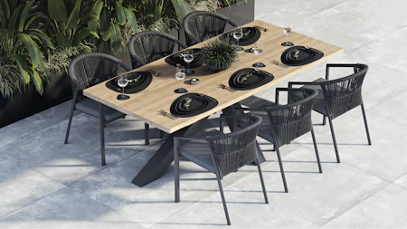 Fraser Anthracite 7-piece Outdoor Dining Set With Kiama Anthracite Chairs