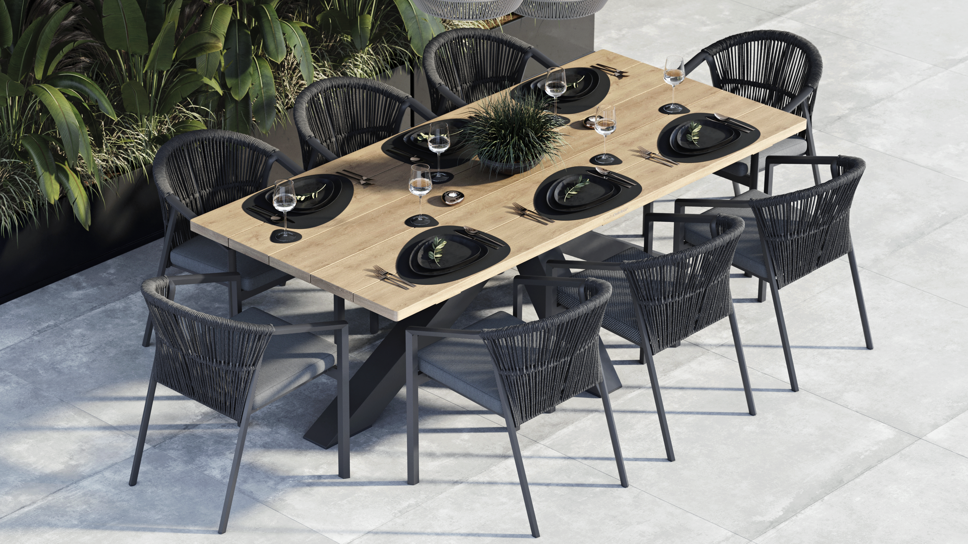 Fraser Anthracite 9-piece Outdoor Dining Set With Kiama Anthracite Chairs 5 Thumbnail