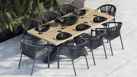 Fraser Anthracite 9-piece Outdoor Dining Set With Kiama Anthracite Chairs