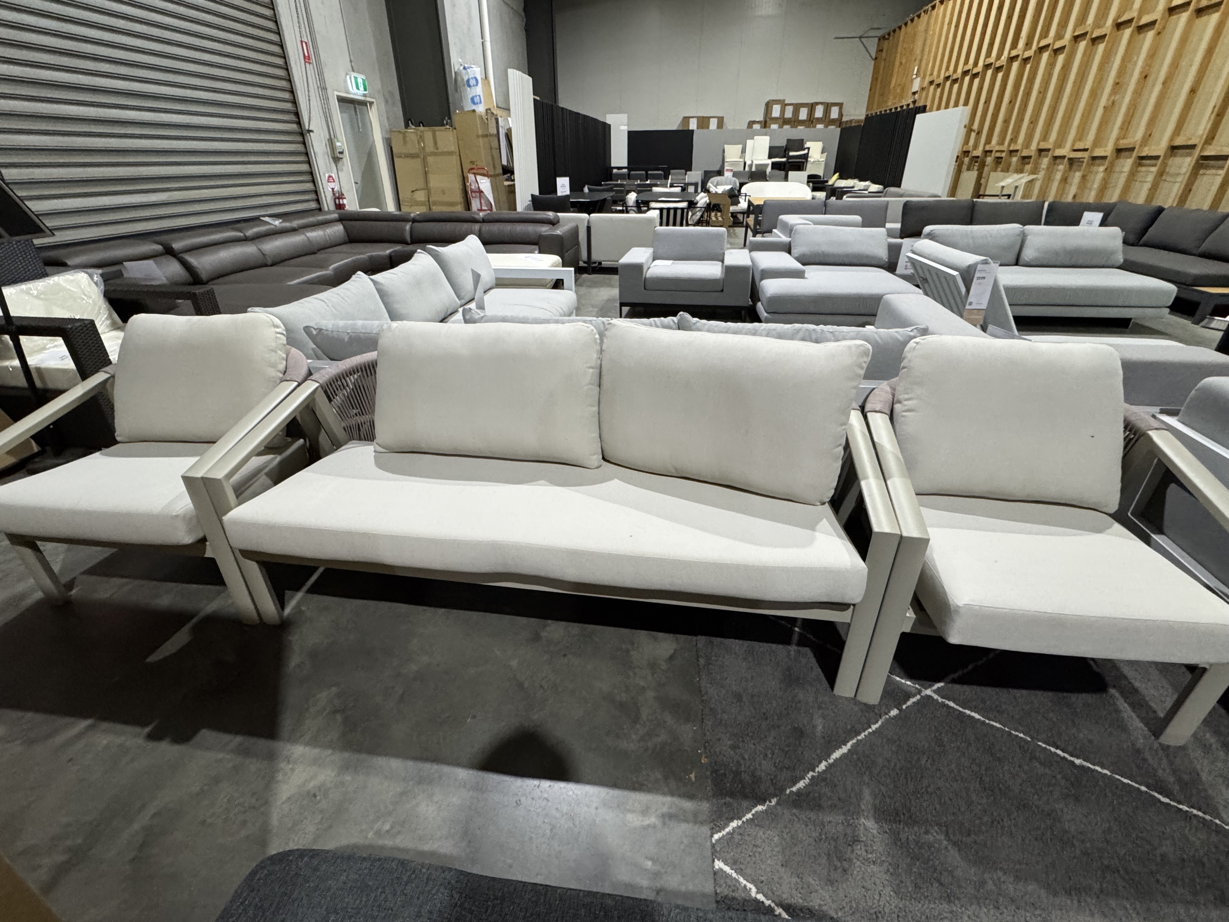 KIAMA MOCHA Outdoor Rope Lounge Set 2+1+1 With Coffee Table (Frame: Mocha Aluminum, Fabric: Cream Olefin, Rope: Mocha  Rope) 1