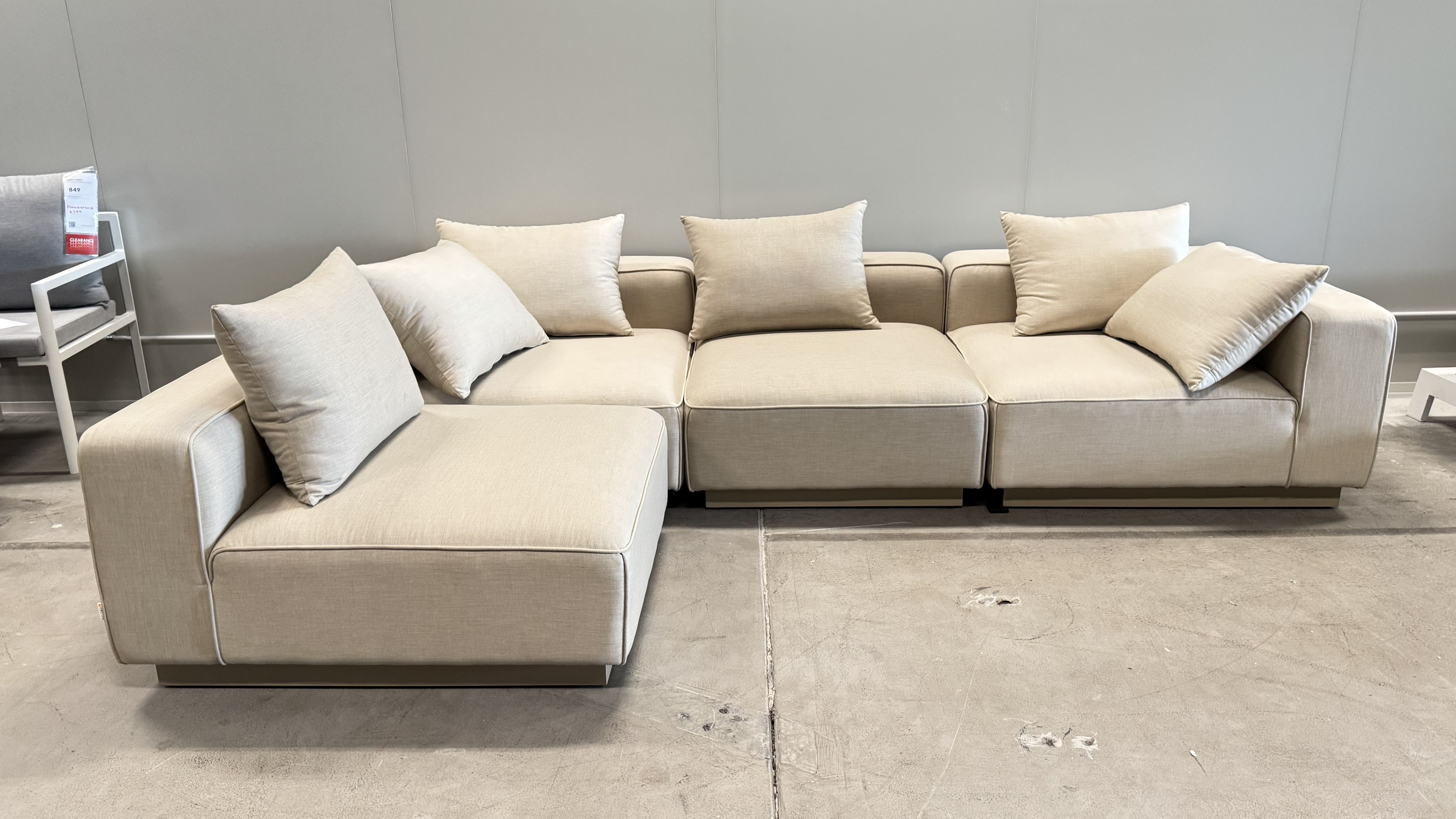 LAGUNA LATTE Outdoor Fabric Corner Lounge Set (Fabric Colour: Sand Acrylic Fabric, Frame Colour: Latte Frame) 1