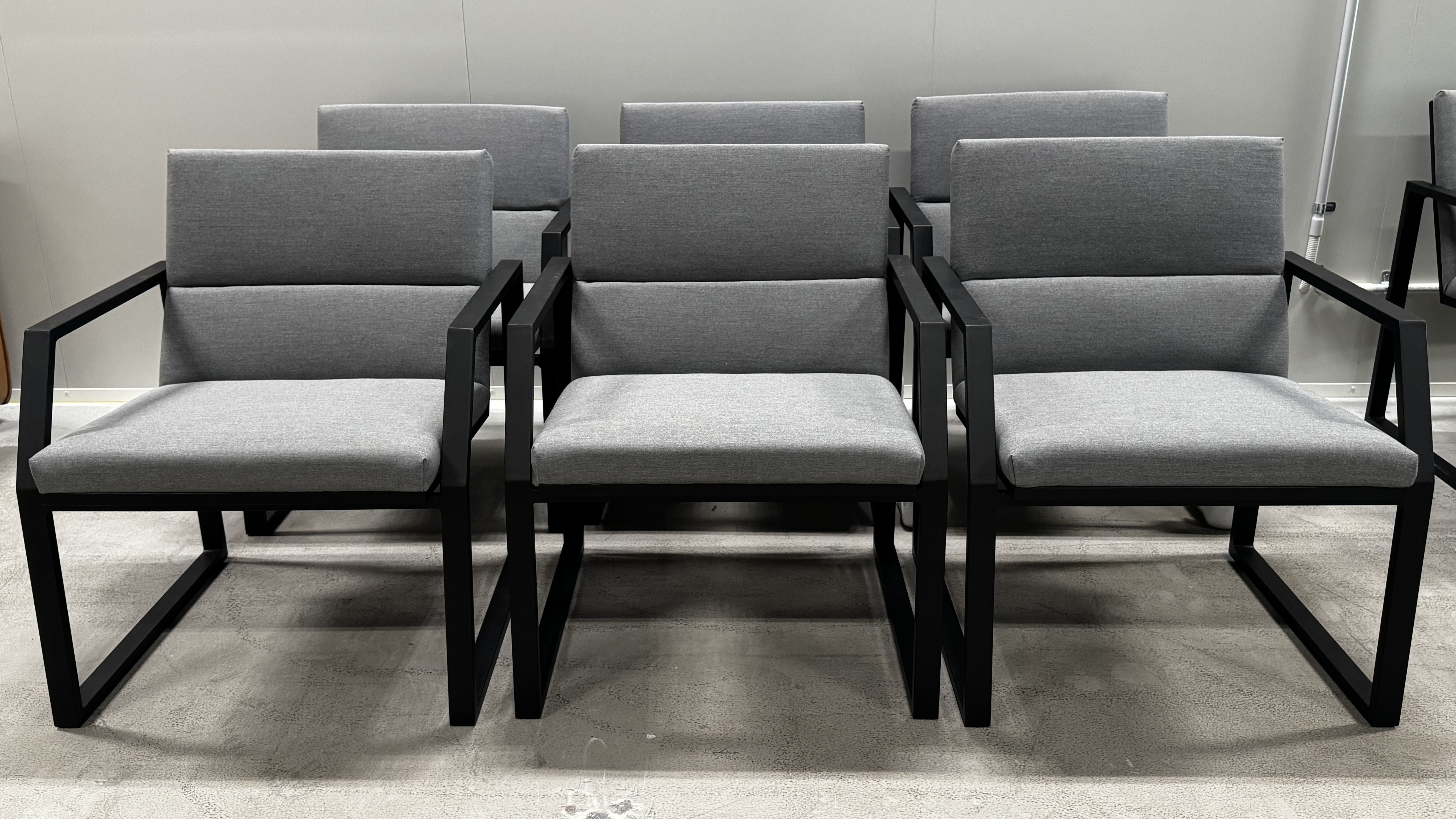 MANLY BLACK DINING TABLE + INVINI DINING CHAIRS (Frame Colour: Black Frame, Top Colour: Lightgray Sintered Top) 2