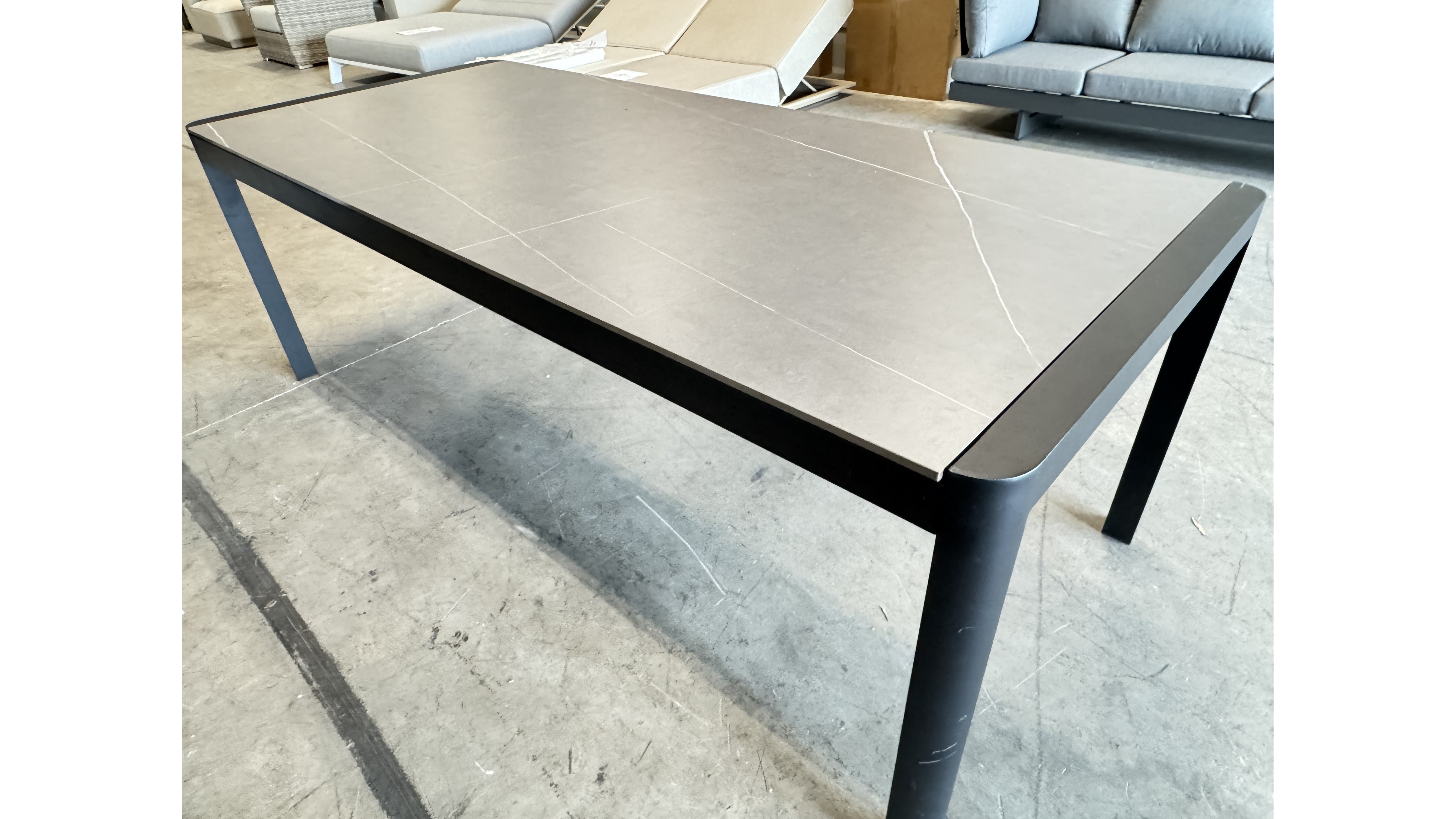 MANLY BLACK DINING TABLE + INVINI DINING CHAIRS (Frame Colour: Black Frame, Top Colour: Lightgray Sintered Top) 3