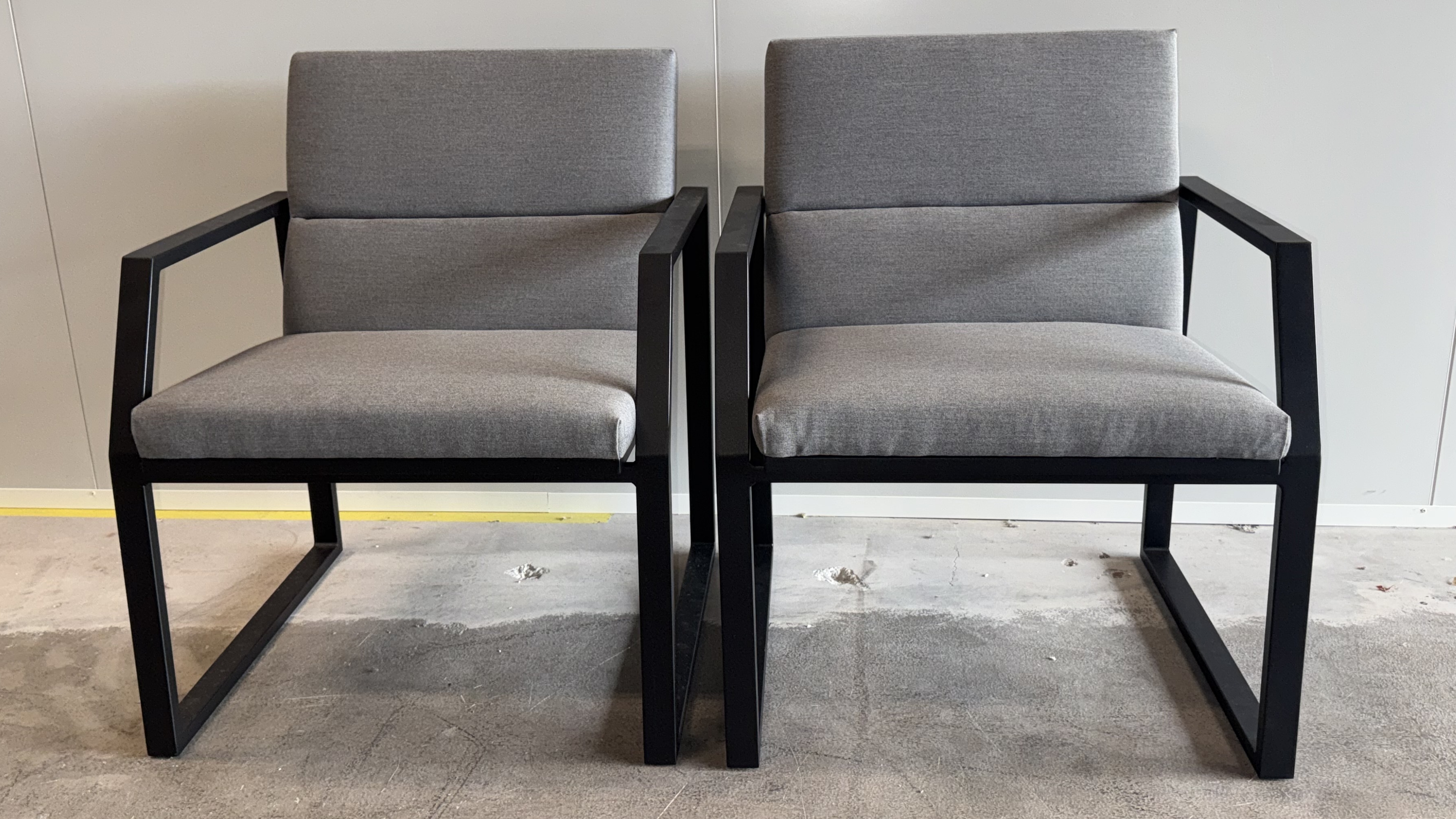 INVINI BLACK Outdoor Dining Chair Set Of Two (Fabric Colour: Sunbrella Flannelle, Frame Colour: Black Frame) 1