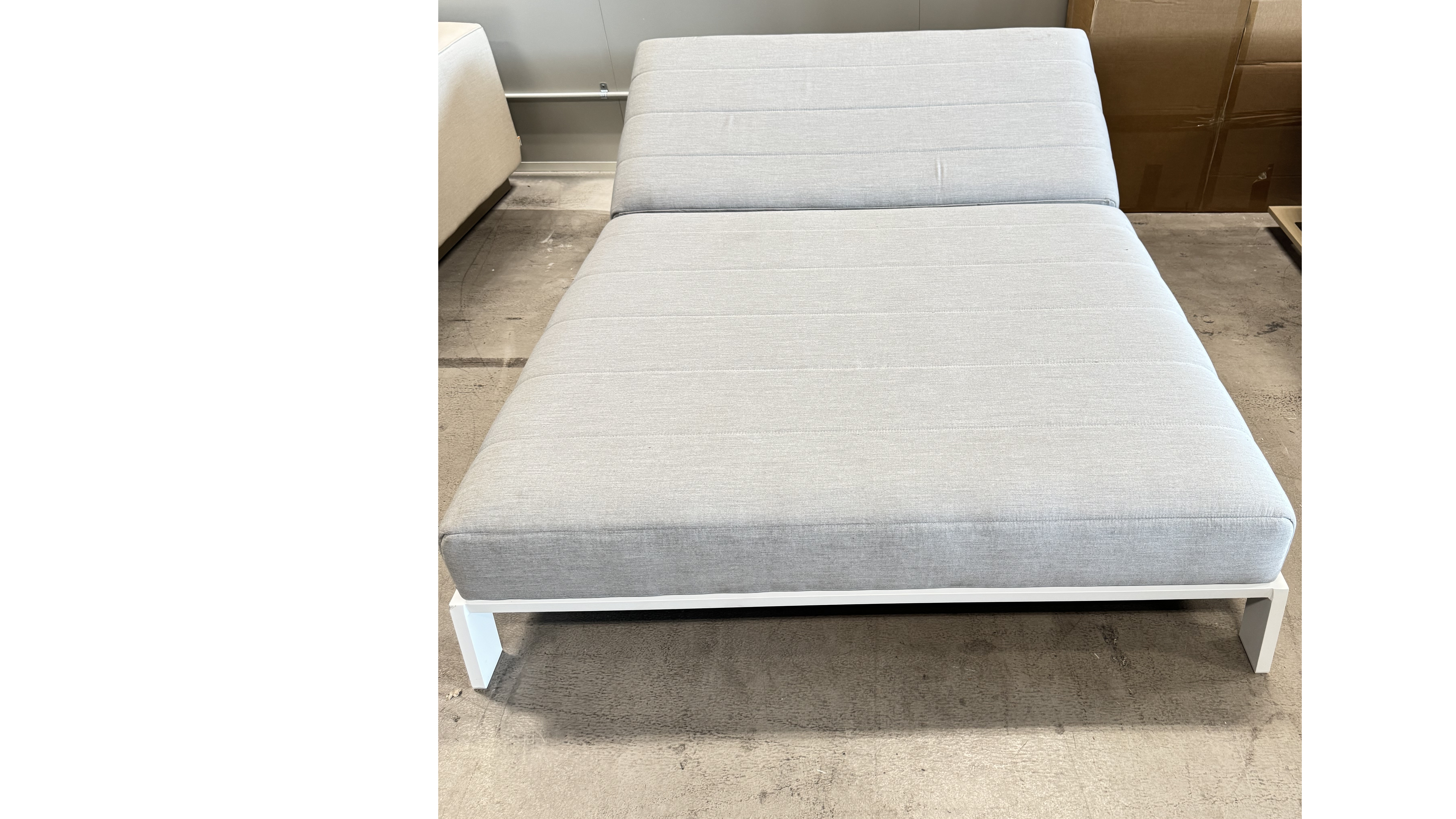 NEW NOOSA WHITE Outdoor Fabric Double Sun Lounge (Frame And Fabric: White Frame With Lead Chine Fabric) 1