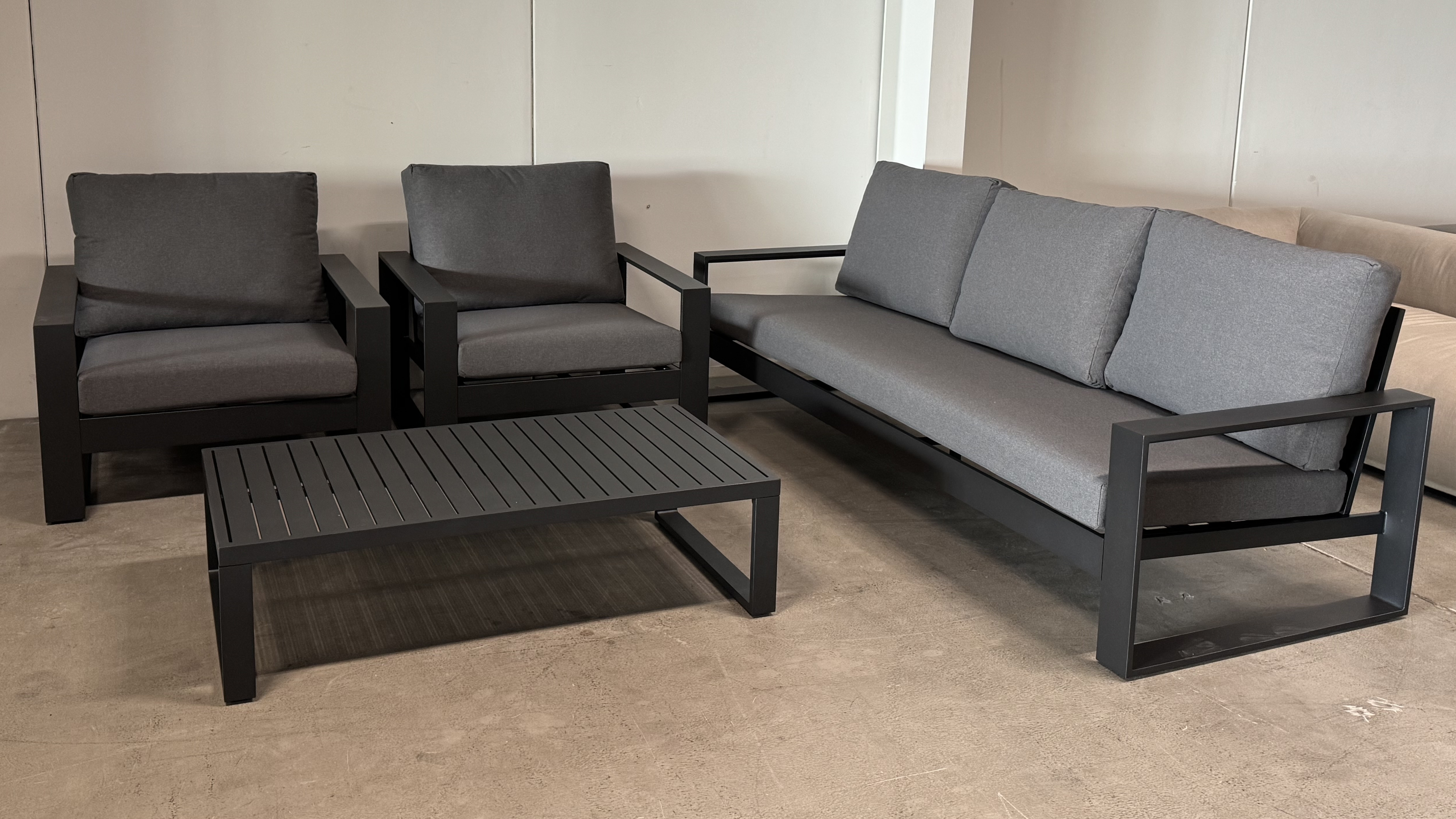 RIVIERA BLACK Outdoor Lounge Set 3+1+1 With Coffee Table (Riviera Black) 1