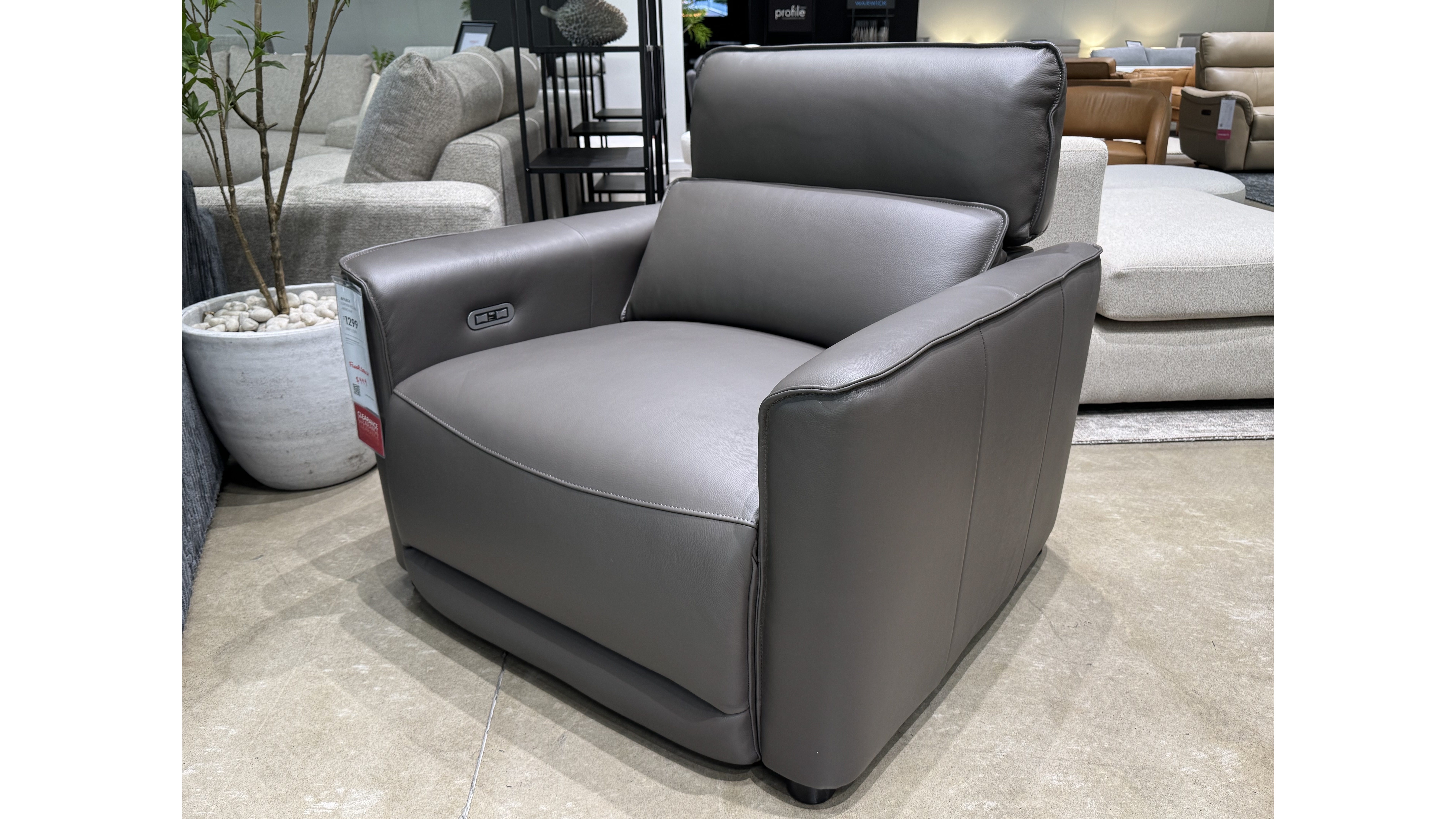 AFFLECK Leather Recliner Armchair (Material: Full Leather, Colour: Premium Graphite) 1