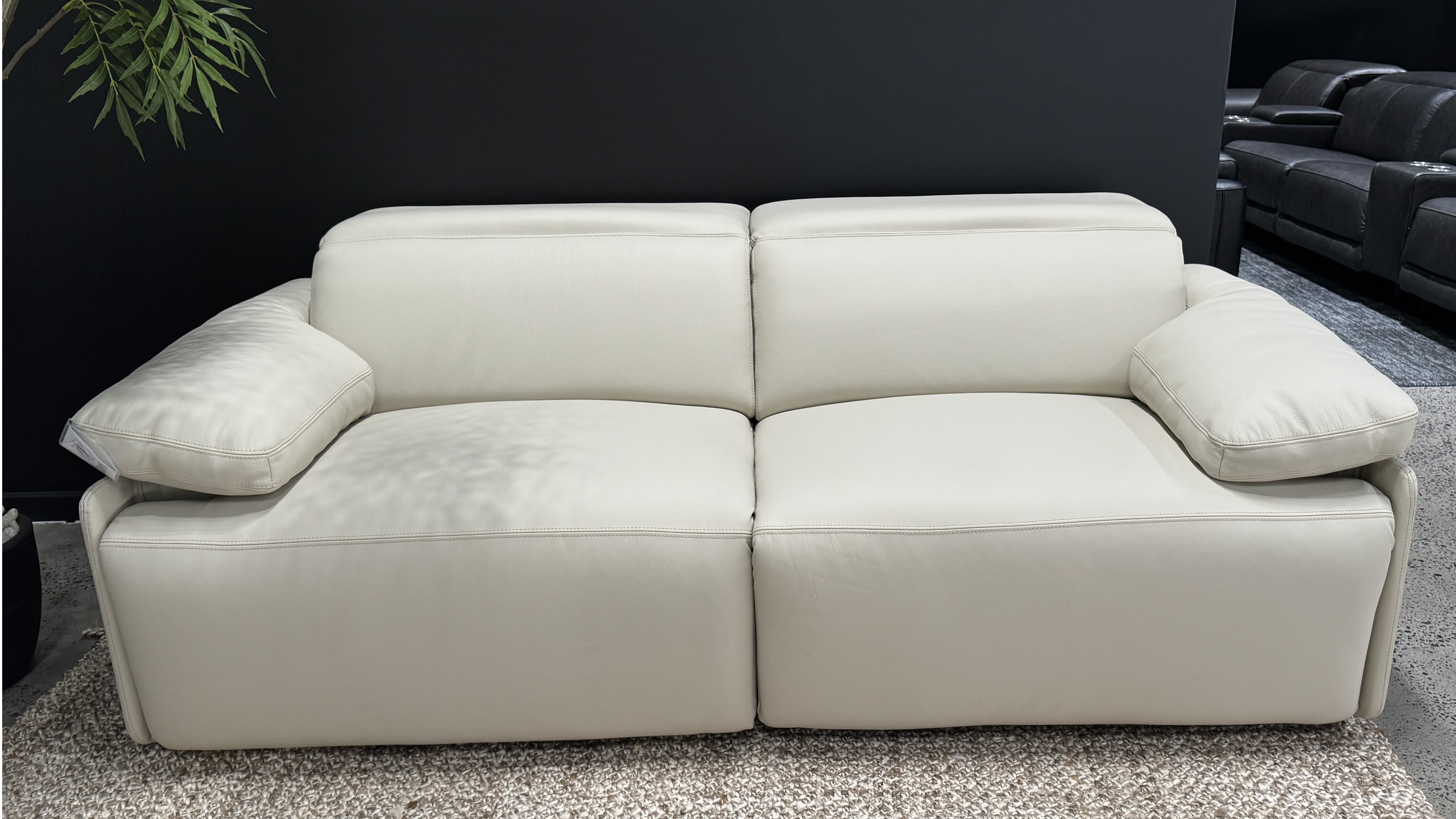 CRAWFORD Leather Recliner Two Seat Sofa (Material- Full Leather ,colour-premium Ivory) 1