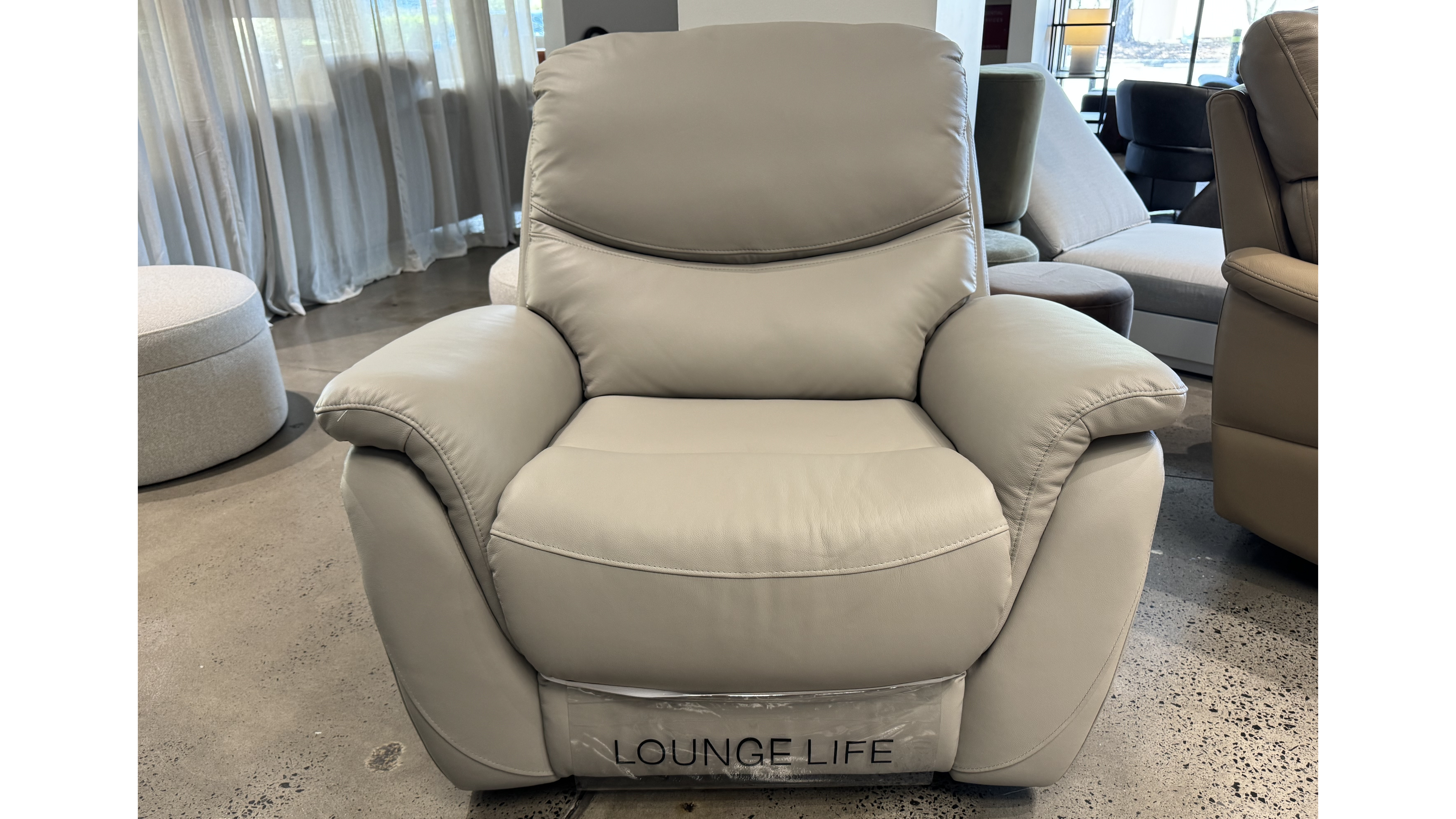 RICHMOND Leather Recliner Armchair (Colour: Standard Light Grey, Recliner Type: Manual Recliner, Material: Full Leather) 1