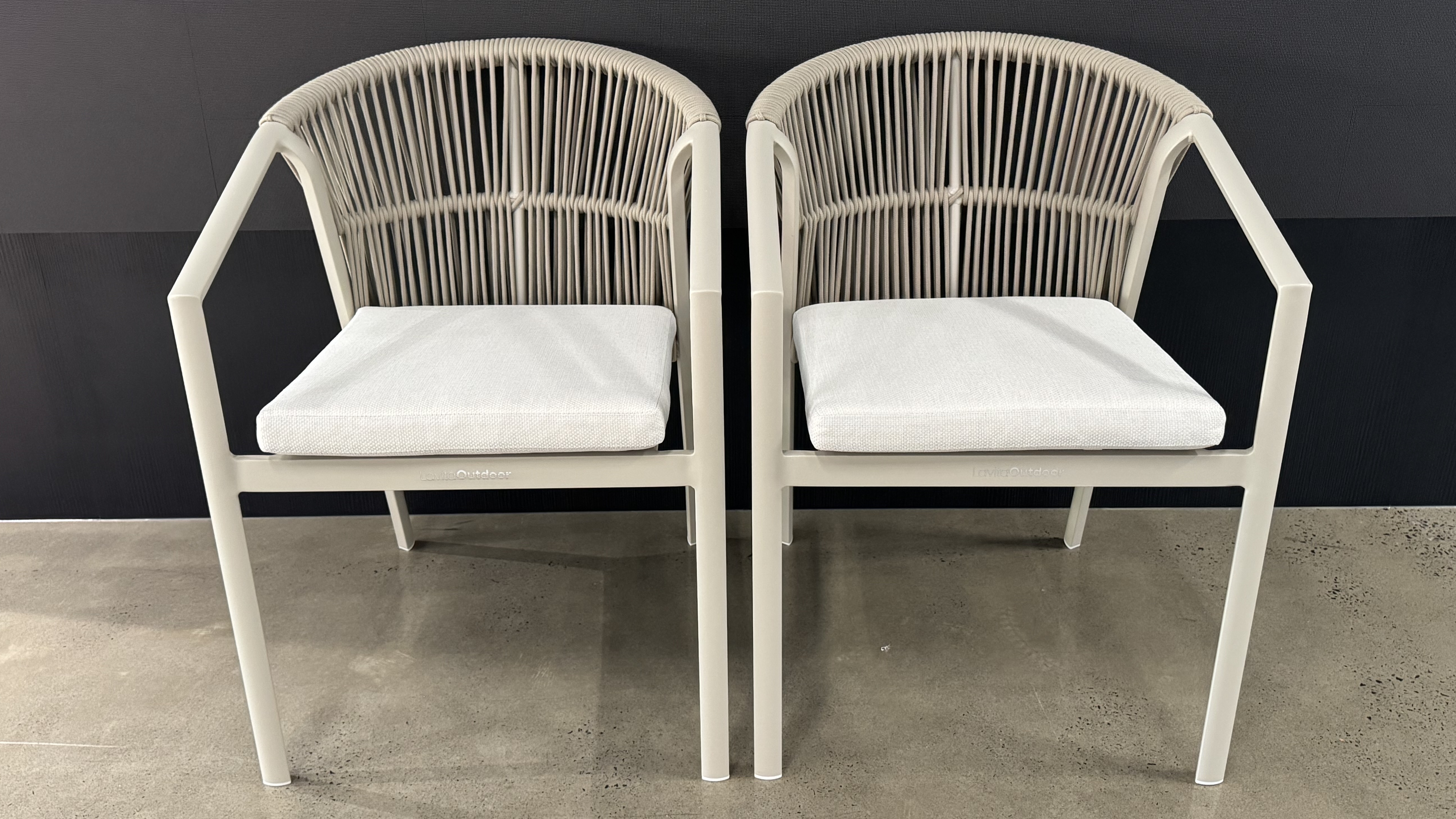 KIAMA MOCHA Outdoor Rope Dining Chair Set Of 2 (Frame: Mocha Aluminum, Fabric: Cream Olefin, Rope: Mocha  Rope) 1