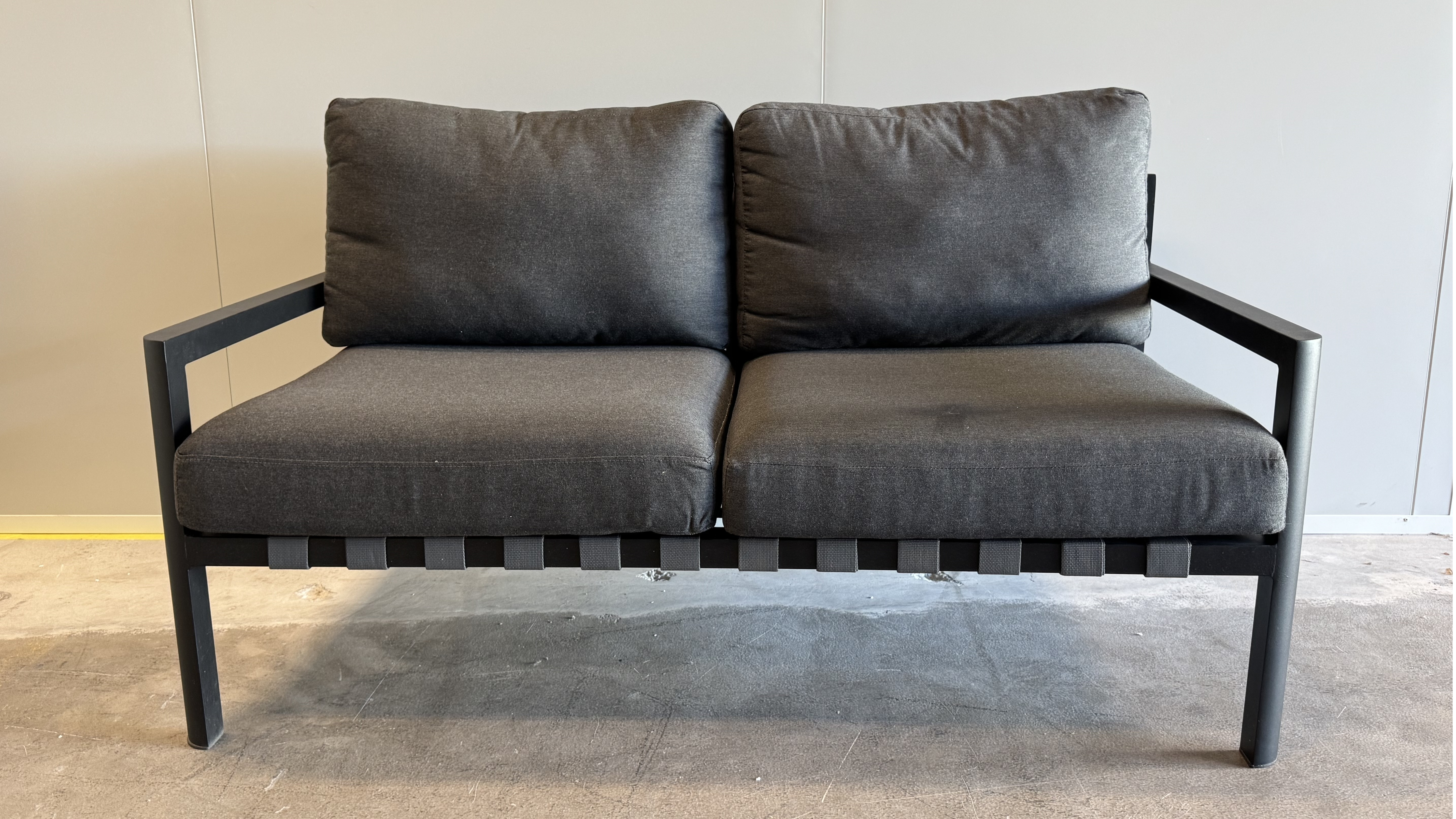 MANLY BLACK Outdoor Two Seat Sofa (Frame And Fabric: Black Frame With Sooty Fabric) 1