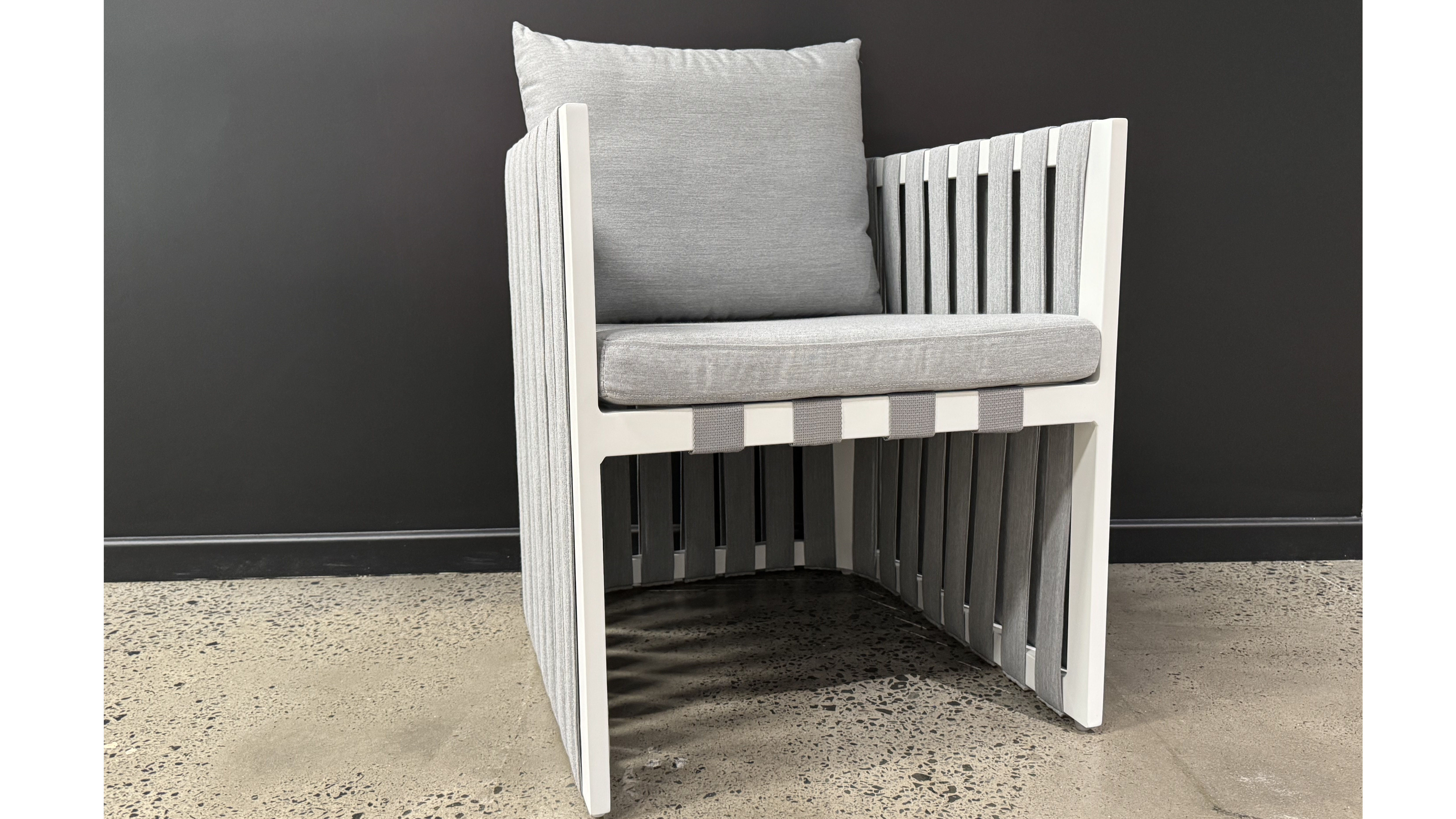 MANLY COVE White Outdoor Dining Chair (Frame And Fabric: White Frame With Lead Chine Fabric) 1