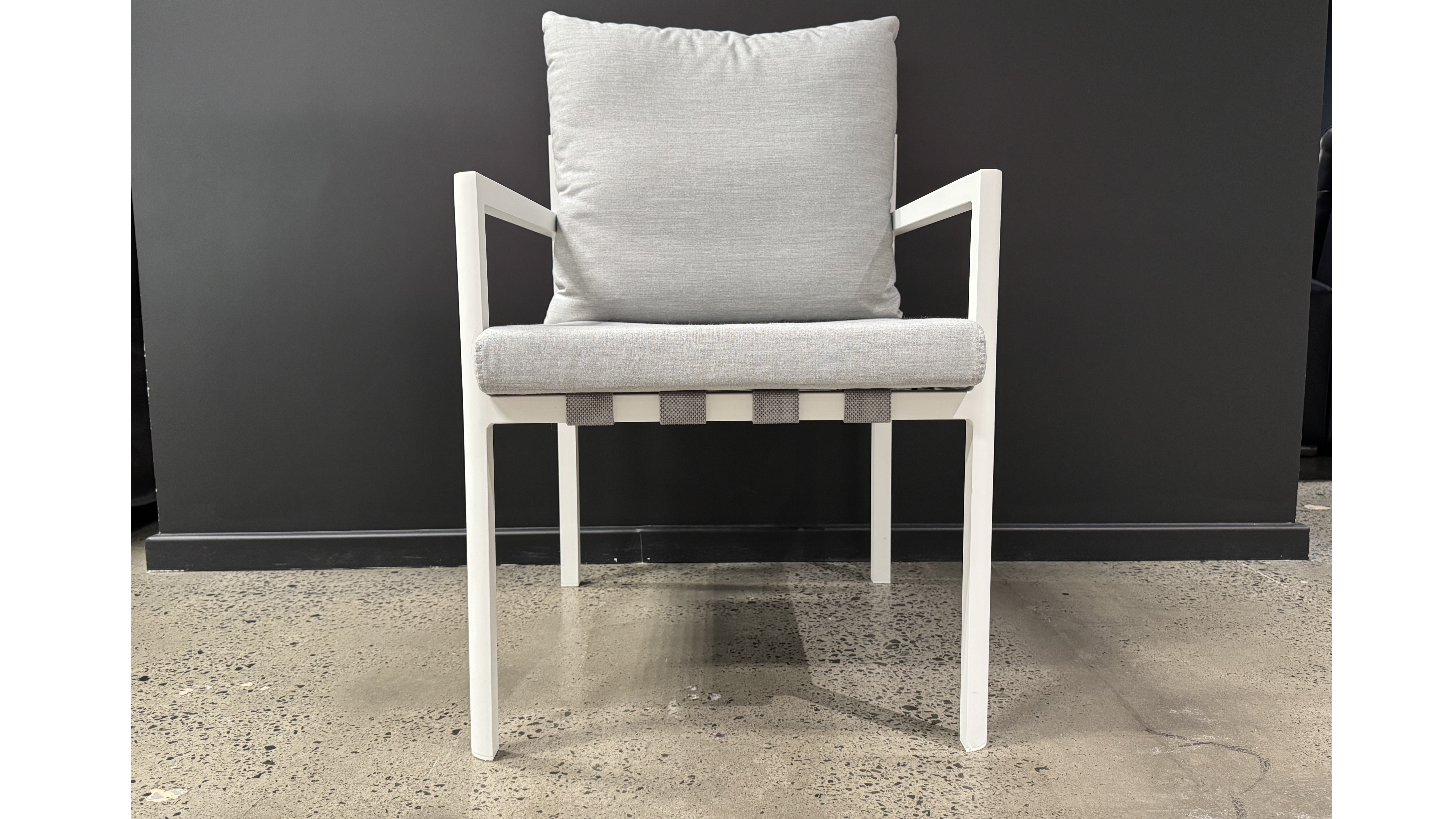 MANLY WHITE Outdoor Dining Chair (Frame And Fabric: White Frame With Lead Chine Fabric) 1