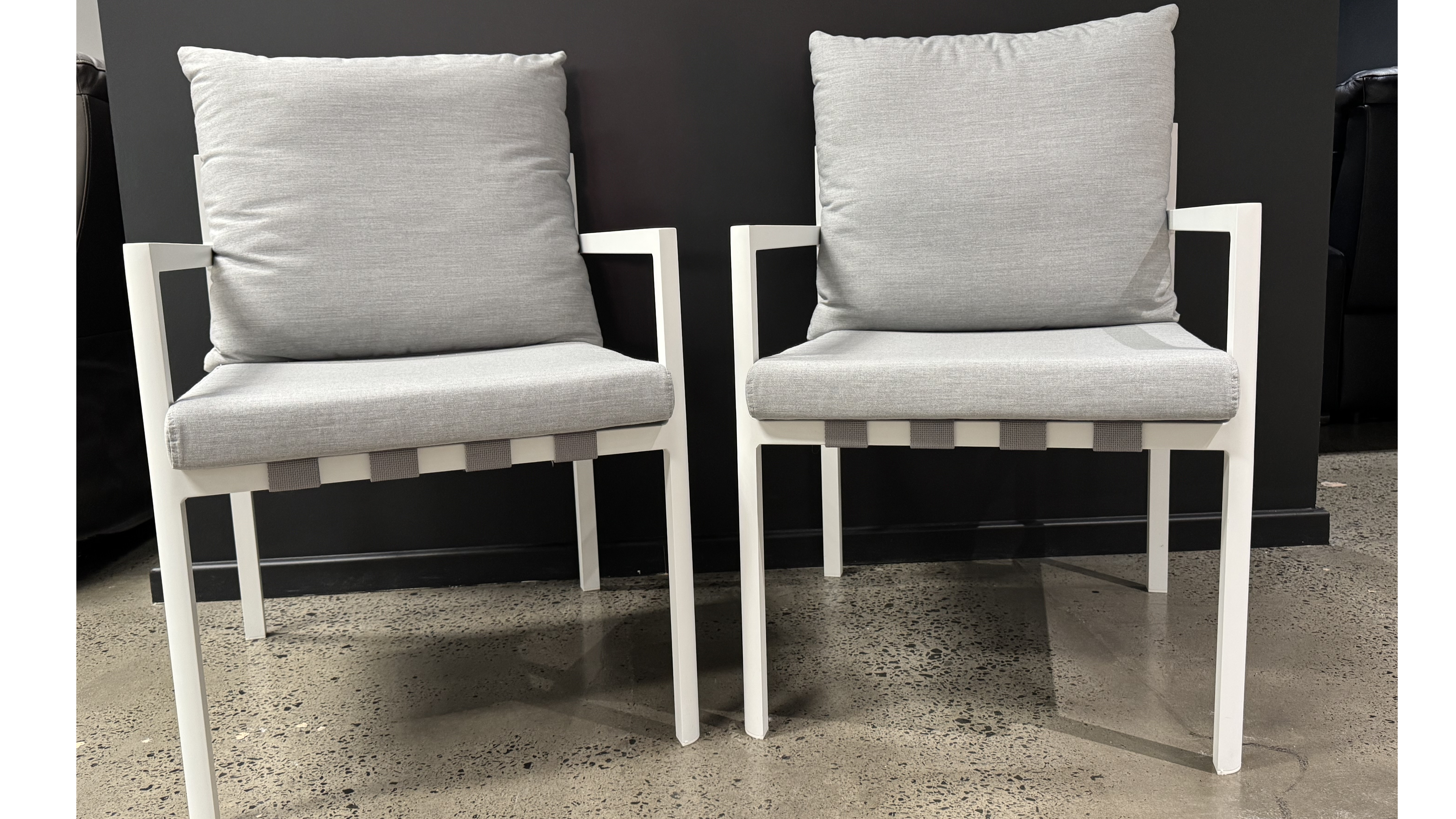 MANLY WHITE Outdoor Dining Chair - Pair (Frame And Fabric: White Frame With Lead Chine Fabric) 1