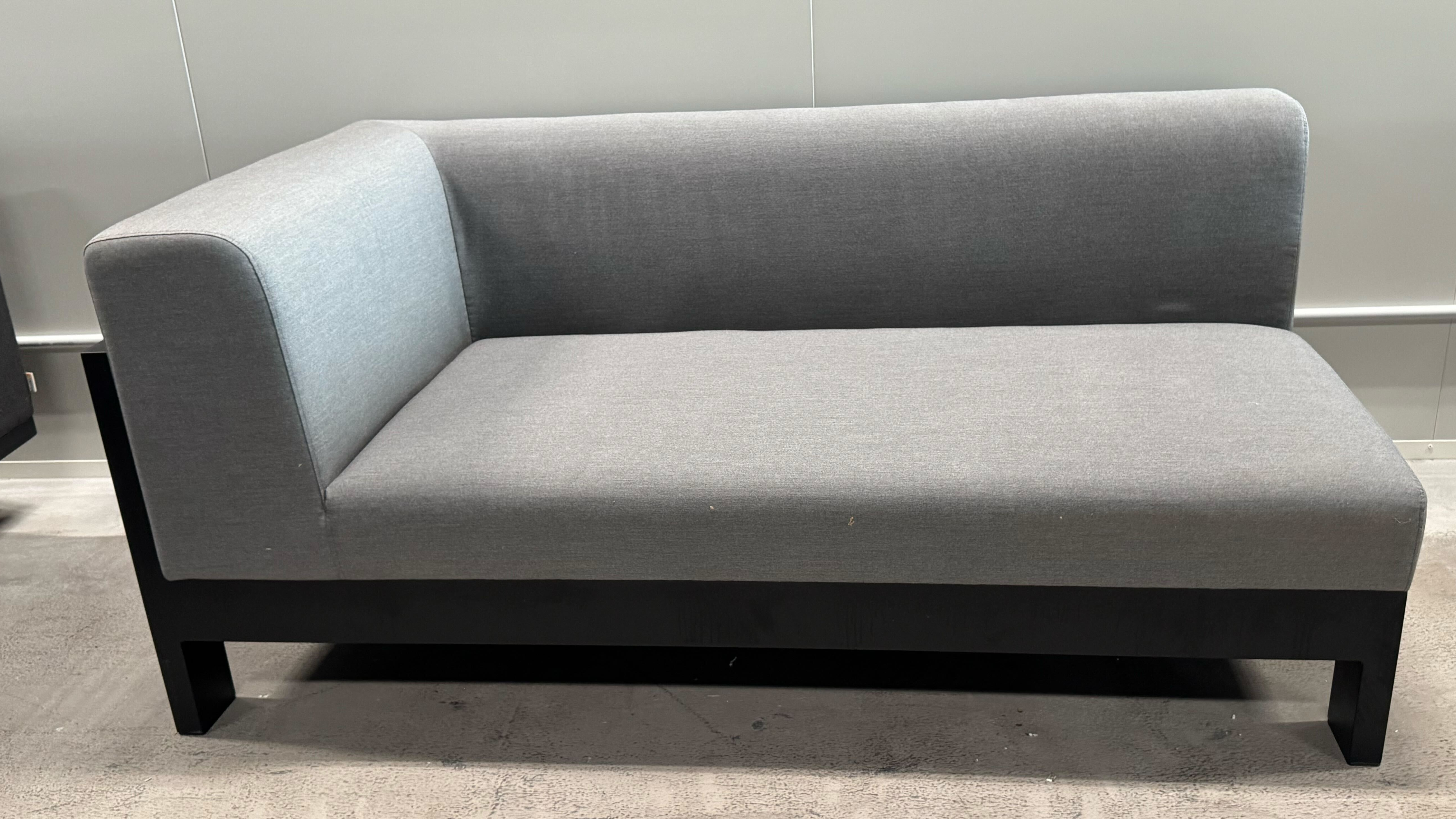 NEW NOOSA BLACK Outdoor Two Seat One Arm Module (Frame And Fabric: Black Frame With Flanelle Fabric) 1