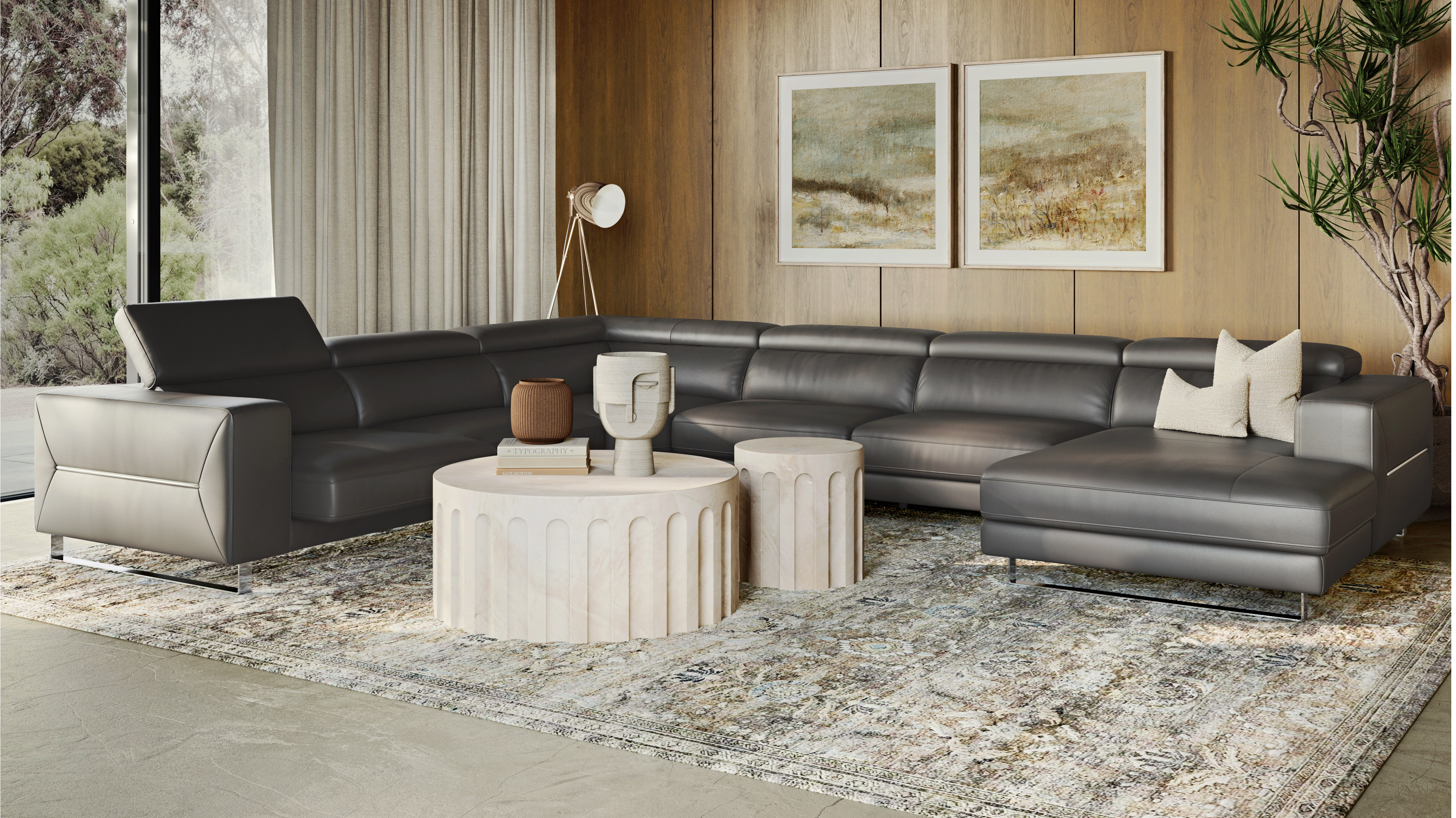 Elixir Leather Sliding Modular Lounge Option A