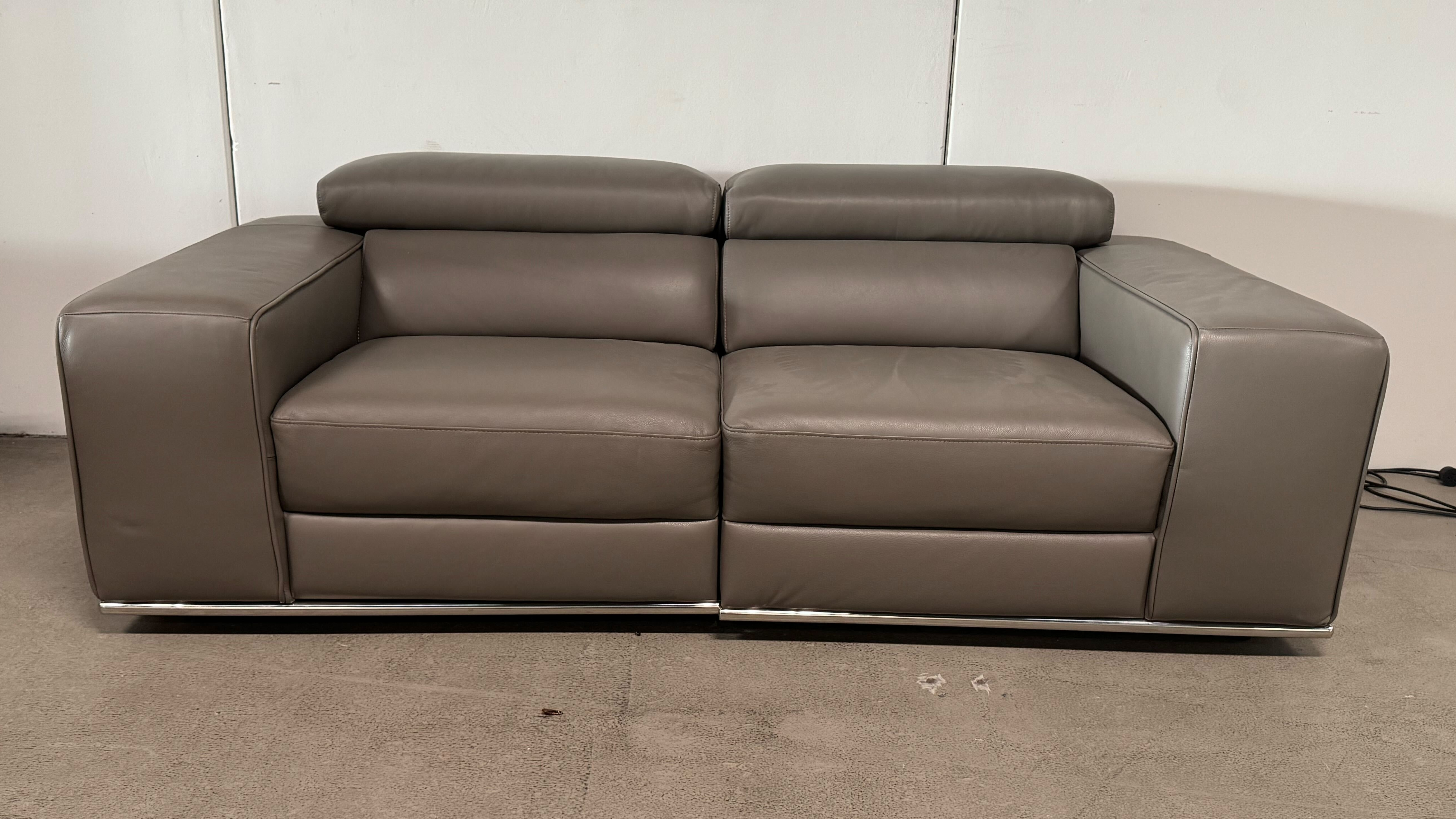 LORENZO Leather Two Seat Sofa (Material: Full Leather, Colour: Prestige Riverstone) 1