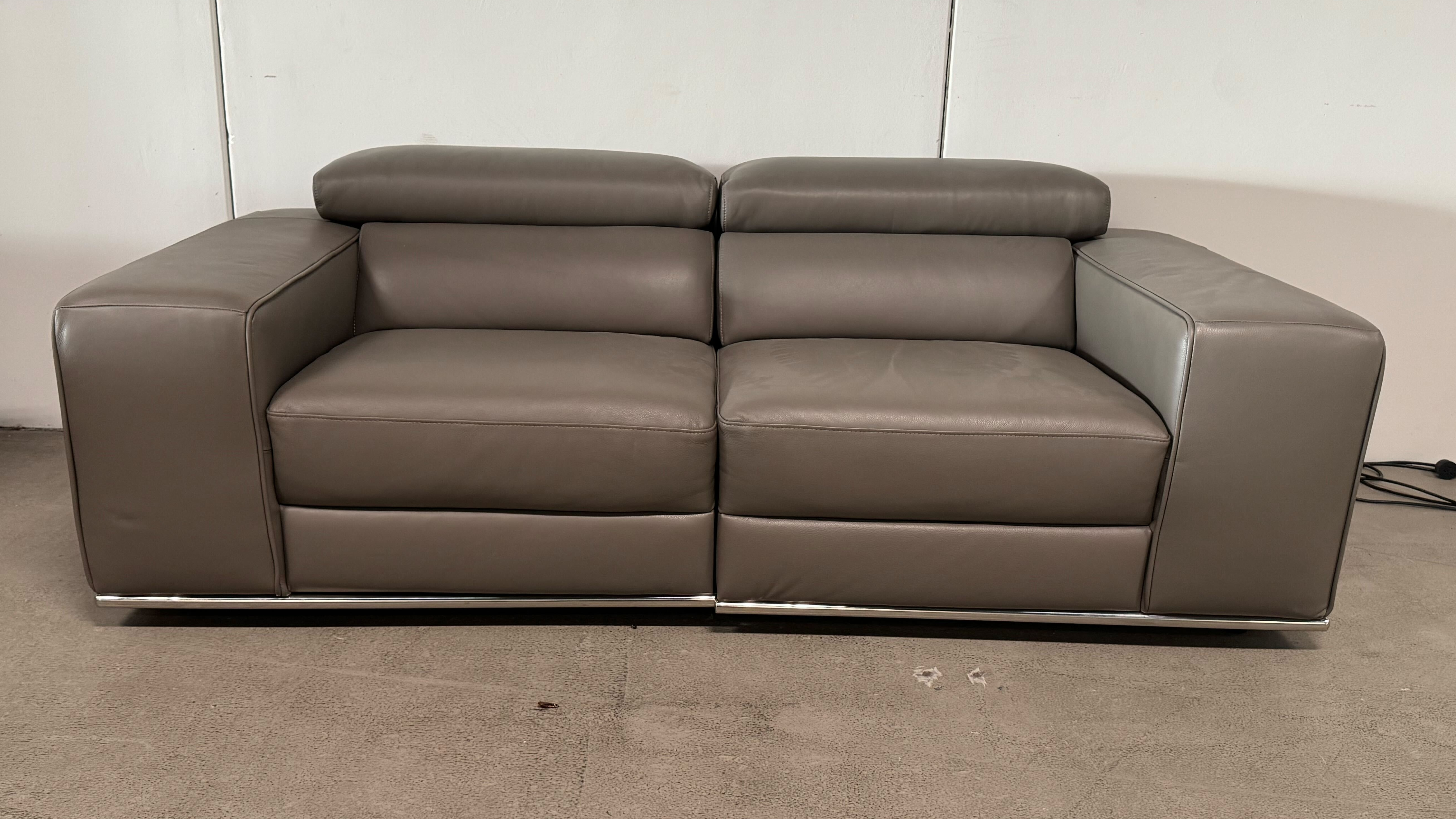 LORENZO Leather Two Seat Sofa (Material: Full Leather, Colour: Prestige Riverstone) 1