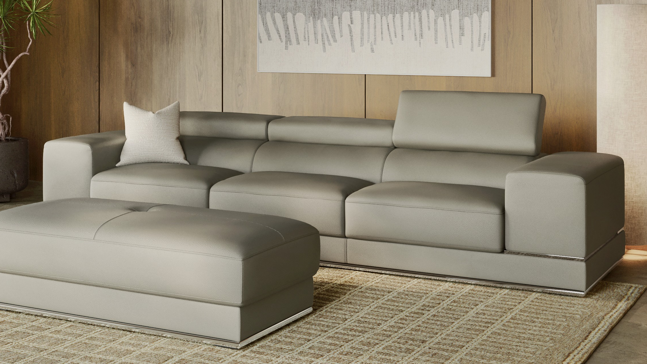 Napoleon Leather Three Seat Sofa 4 Thumbnail