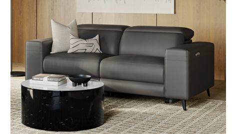 Stirling Leather Recliner With Power Headrest Three Seat Sofa