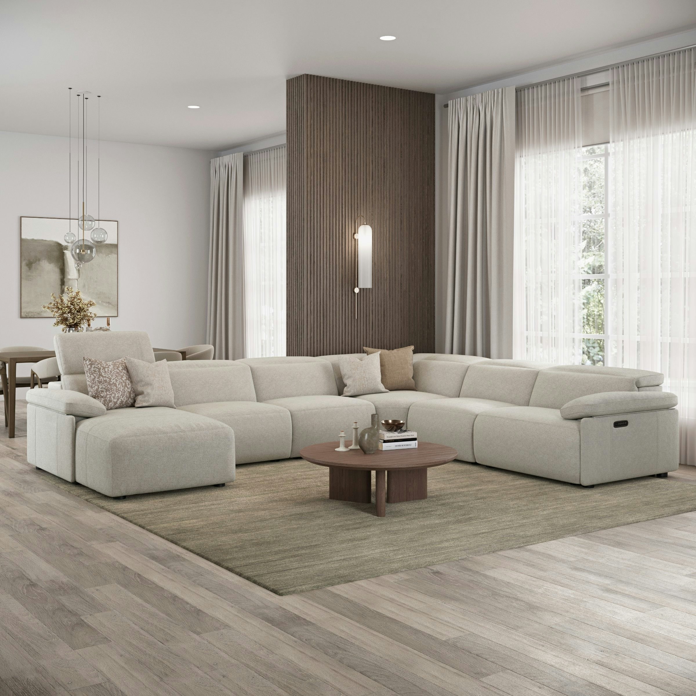 Harlow Fabric Modular Lounge Option A, with Power Recliner, Power Headrest