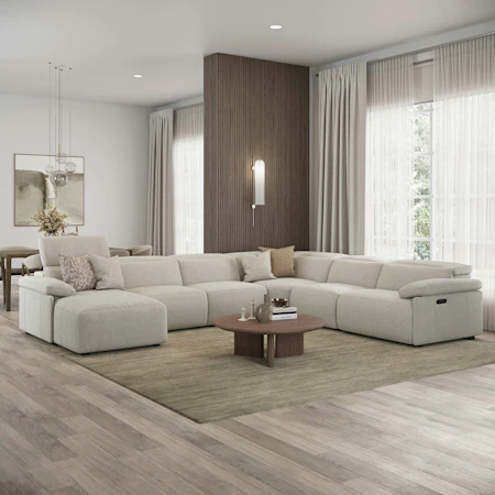 Harlow Fabric Modular Lounge Option A, with Power Recliner, Power Headrest