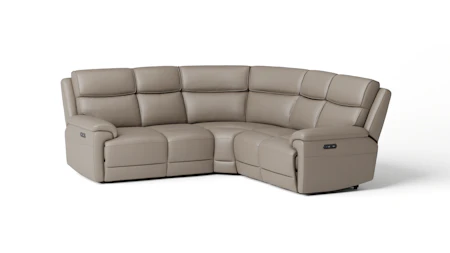 Abbotsford Leather Corner Lounge Option A with Power Recliner, Power Headrest
