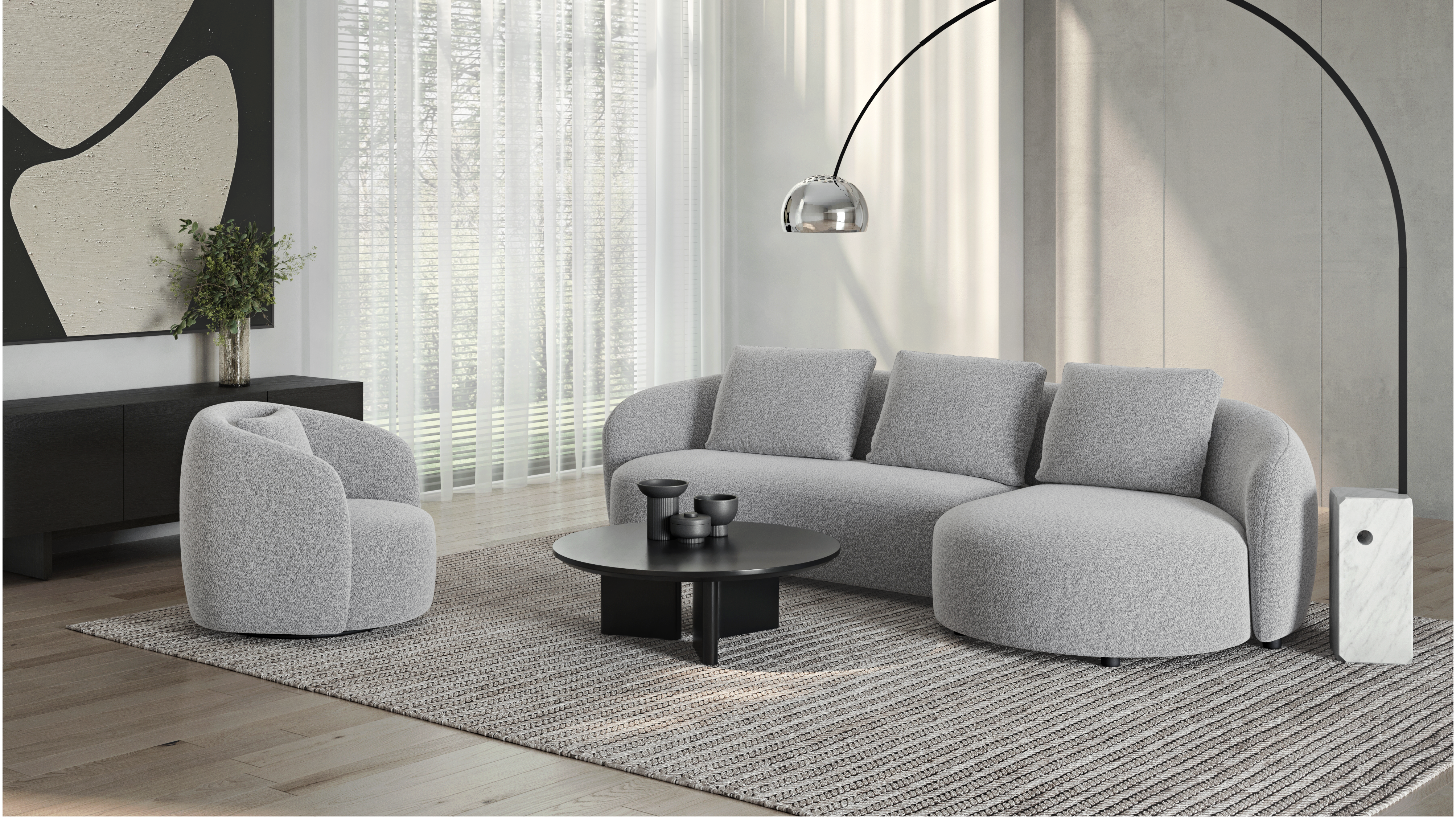 Arc Fabric Chaise Lounge Dove 7 Thumbnail