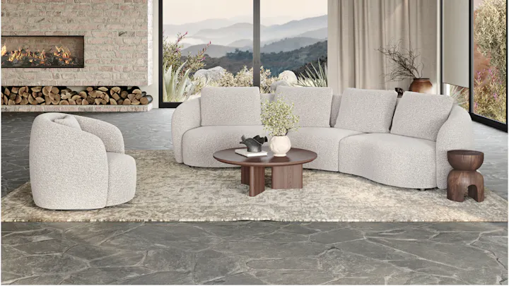Arc Fabric Corner Lounge Moonbeam