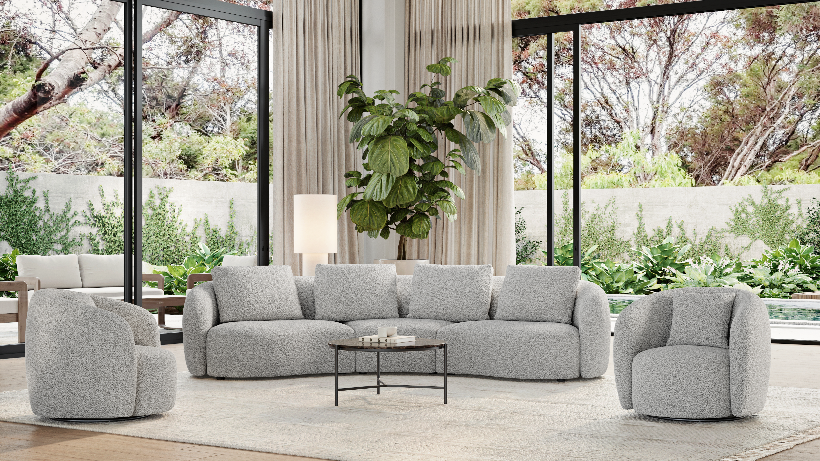 Arc Fabric Swivel Chair Dove 11 Thumbnail
