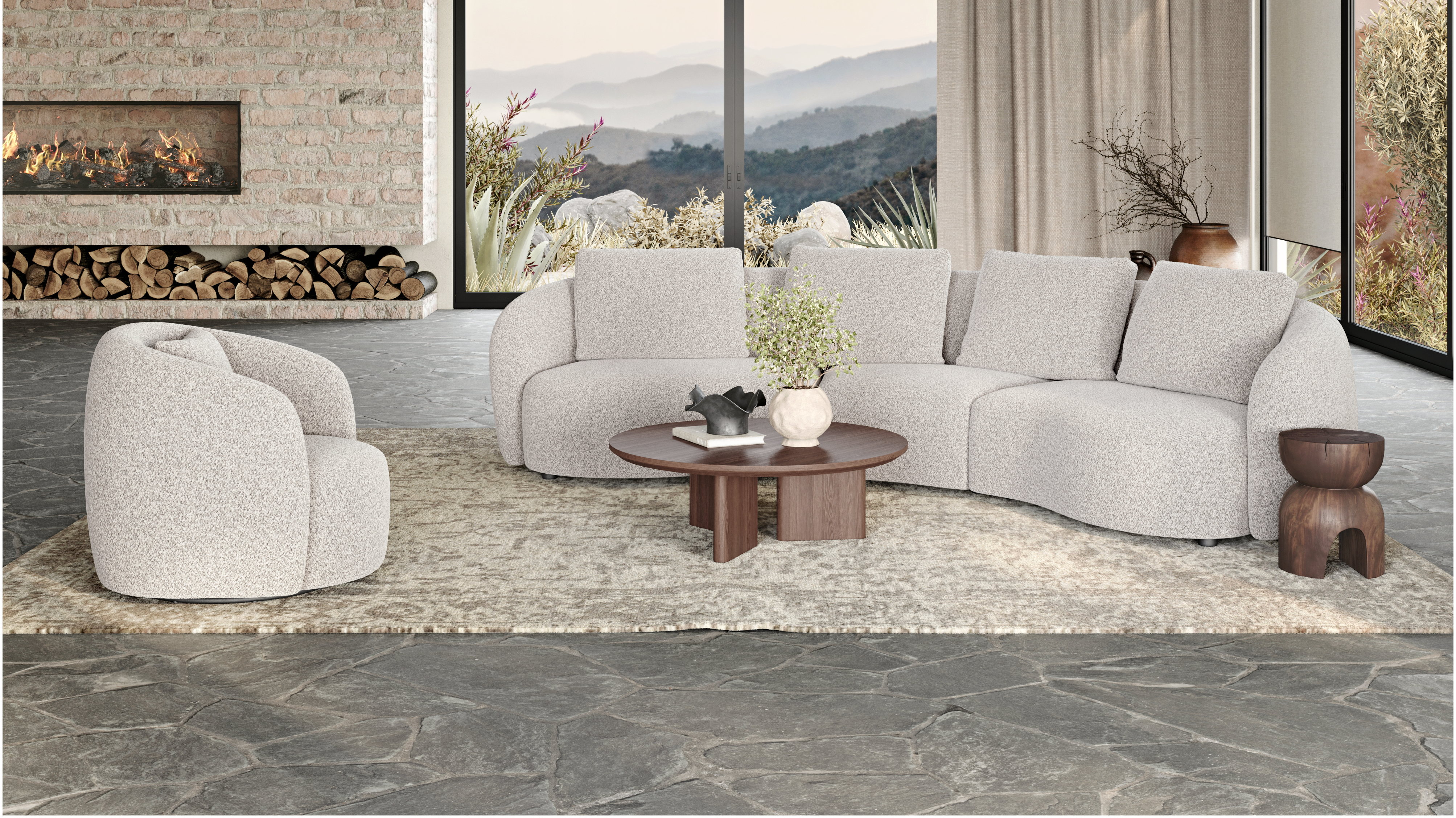 Arc Fabric Swivel Chair Moonbeam 10 Thumbnail