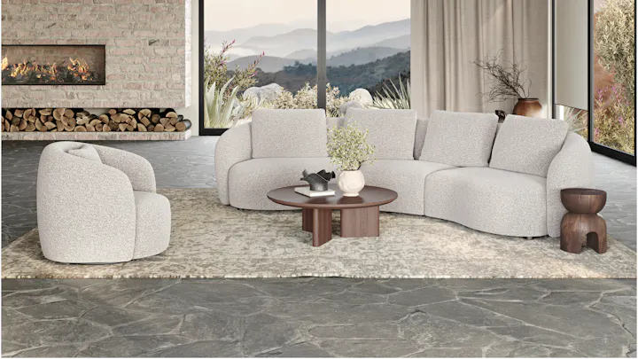 Arc Fabric Swivel Chair Moonbeam