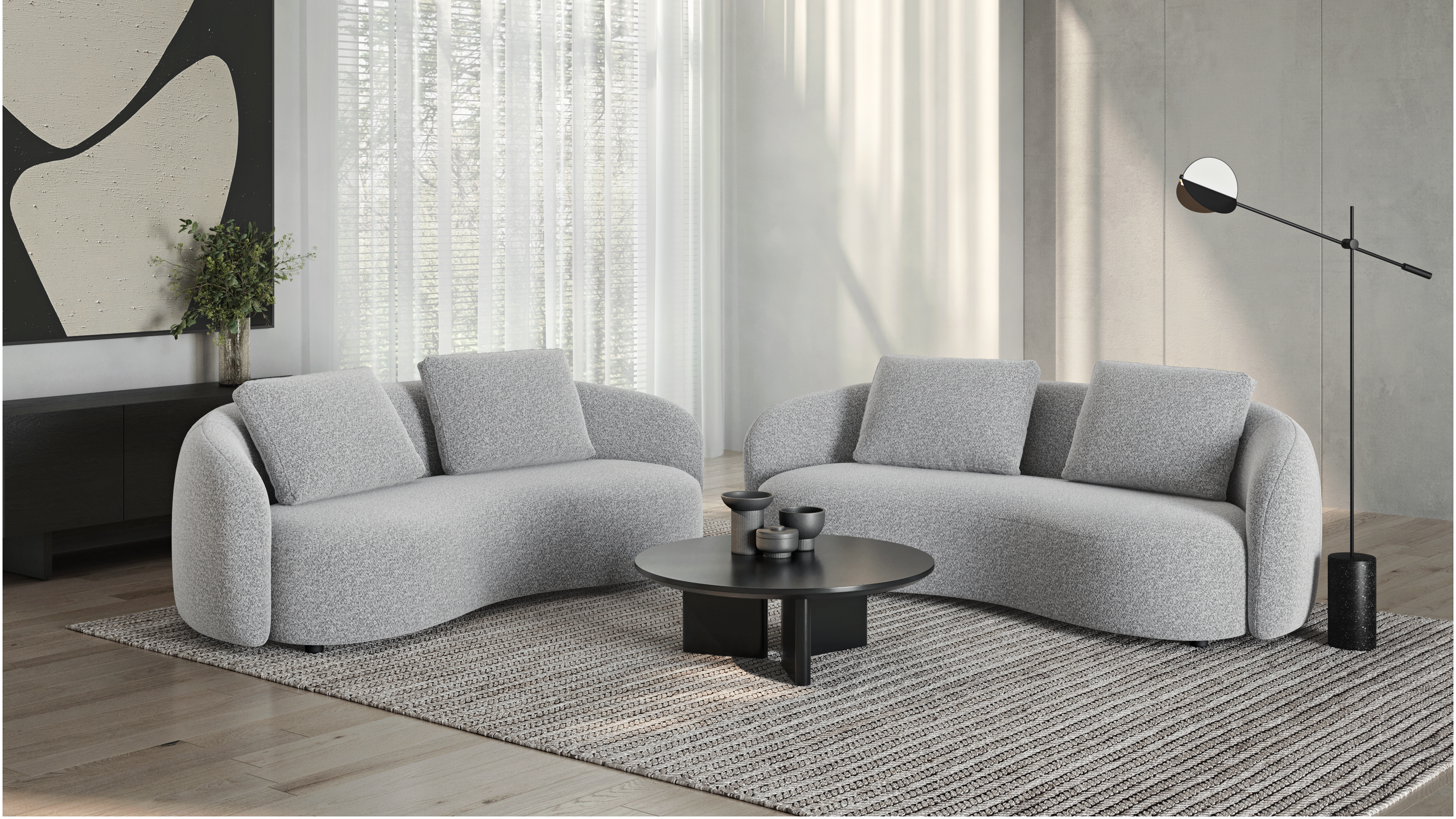 Arc Fabric Three Seater Sofa Dove 9 Thumbnail